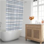 Cortina Ducha Rayas Azules 180x200 cm. Impermeable