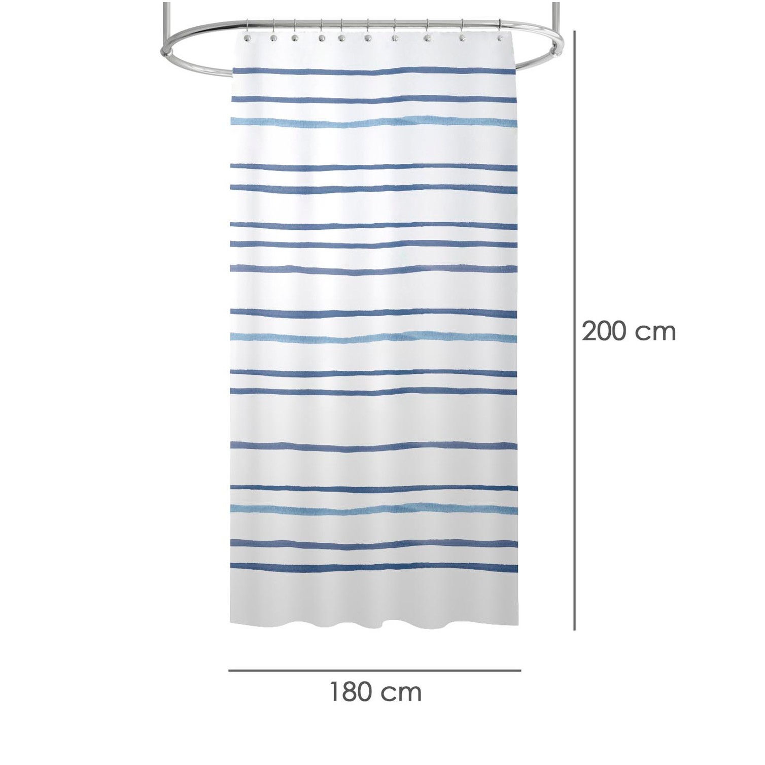Cortina Ducha Rayas Azules 180x200 cm. Impermeable