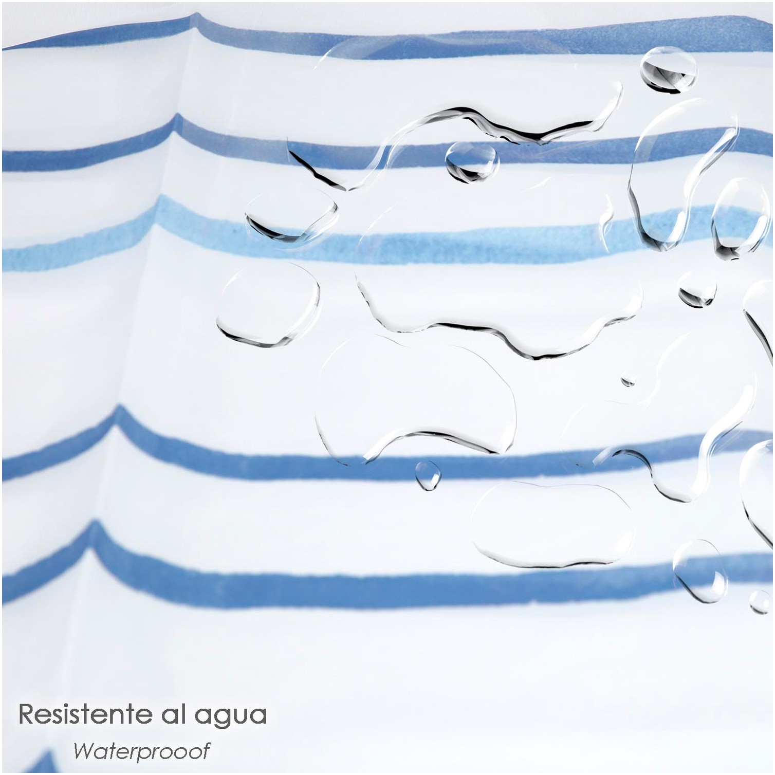 Cortina Ducha Rayas Azules 180x200 cm. Impermeable
