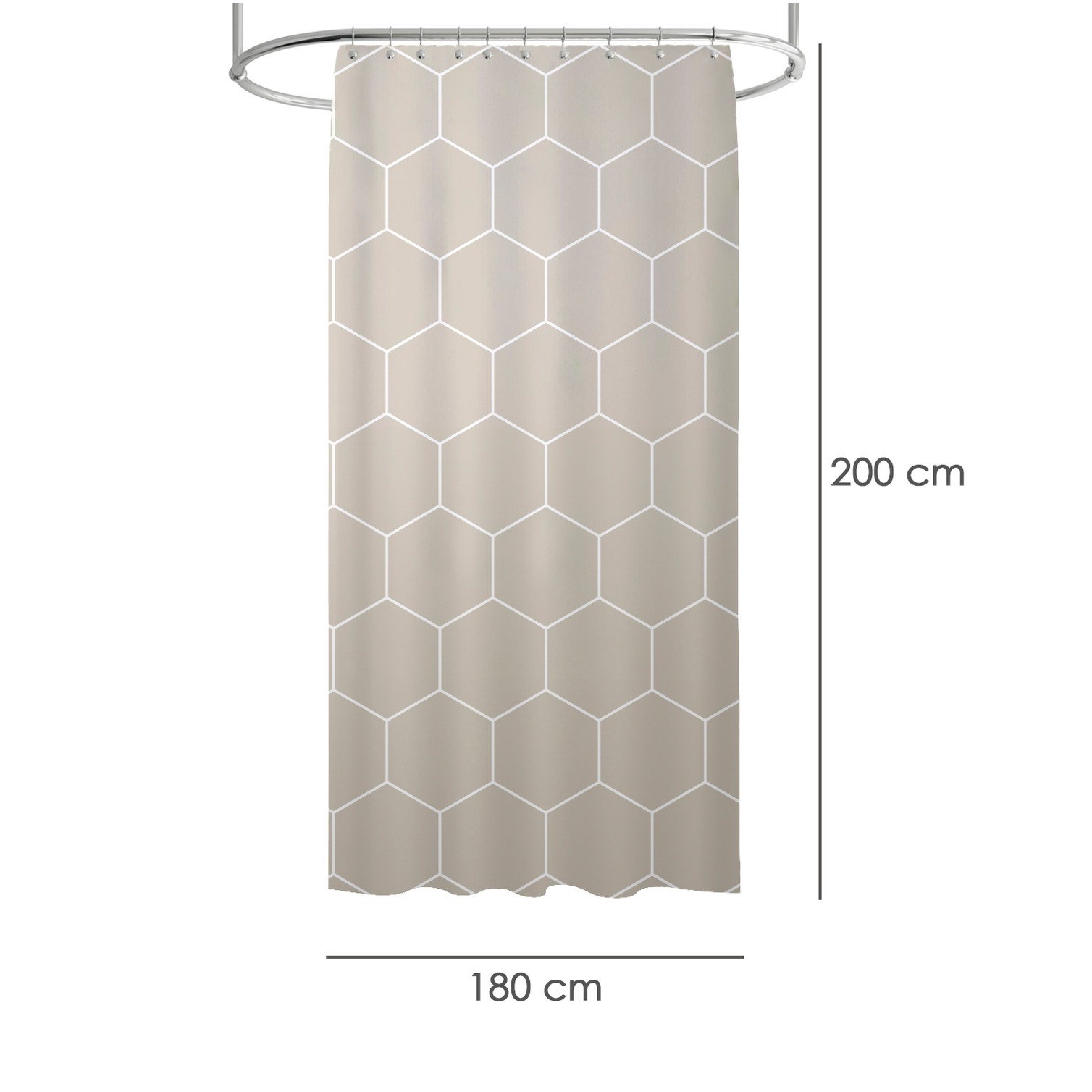 Cortina Ducha Formas Geometricas Beige 180x200 cm. Impermeable