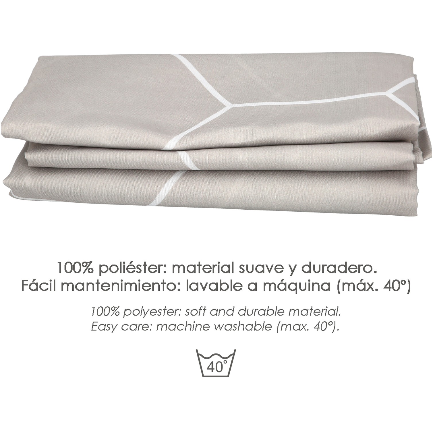Cortina Ducha Formas Geometricas Beige 180x200 cm. Impermeable