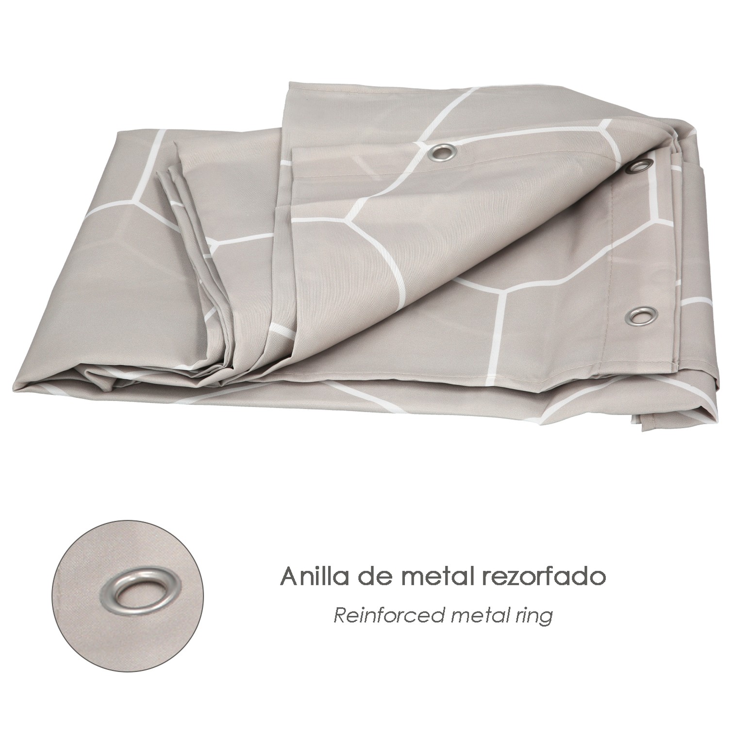 Cortina Ducha Formas Geometricas Beige 180x200 cm. Impermeable