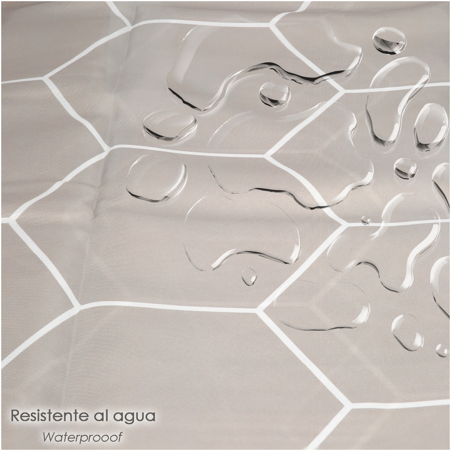 Cortina Ducha Formas Geometricas Beige 180x200 cm. Impermeable