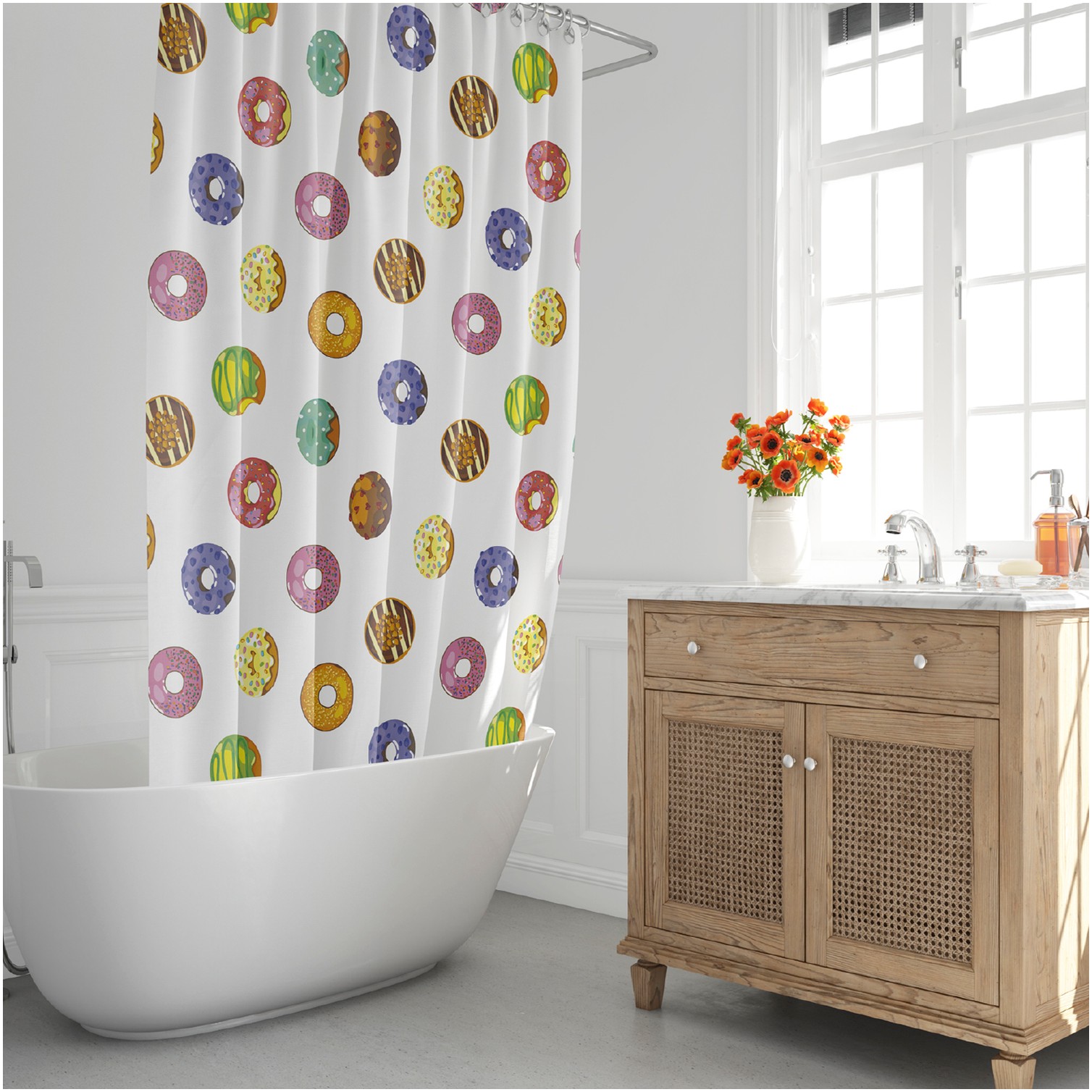 Cortina Ducha Donuts 180x200 cm. Impermeable