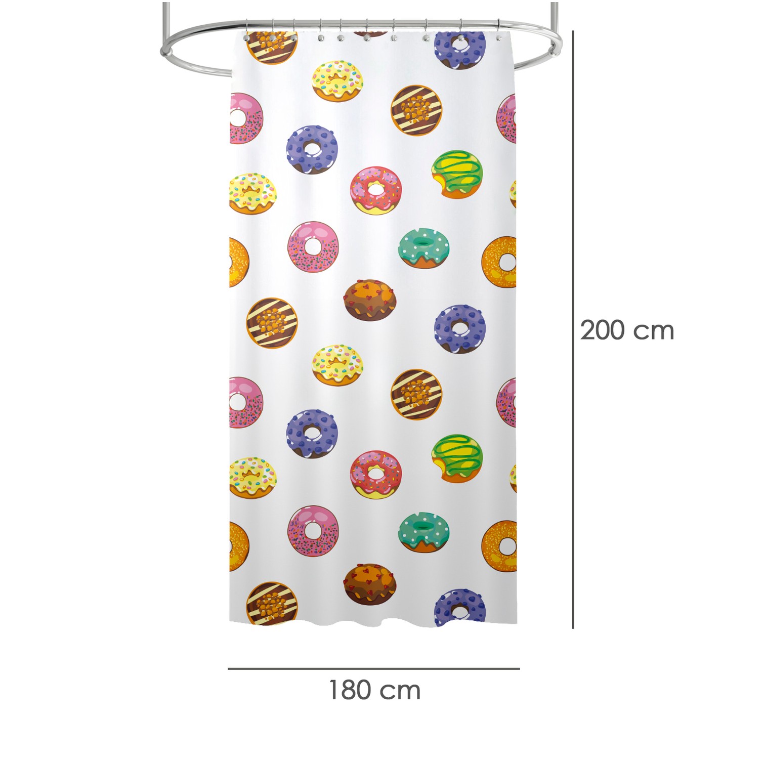 Cortina Ducha Donuts 180x200 cm. Impermeable