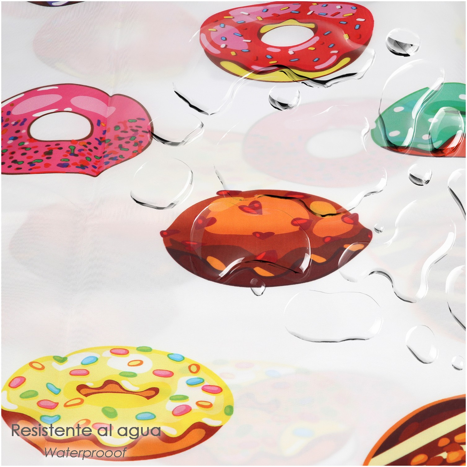 Cortina Ducha Donuts 180x200 cm. Impermeable