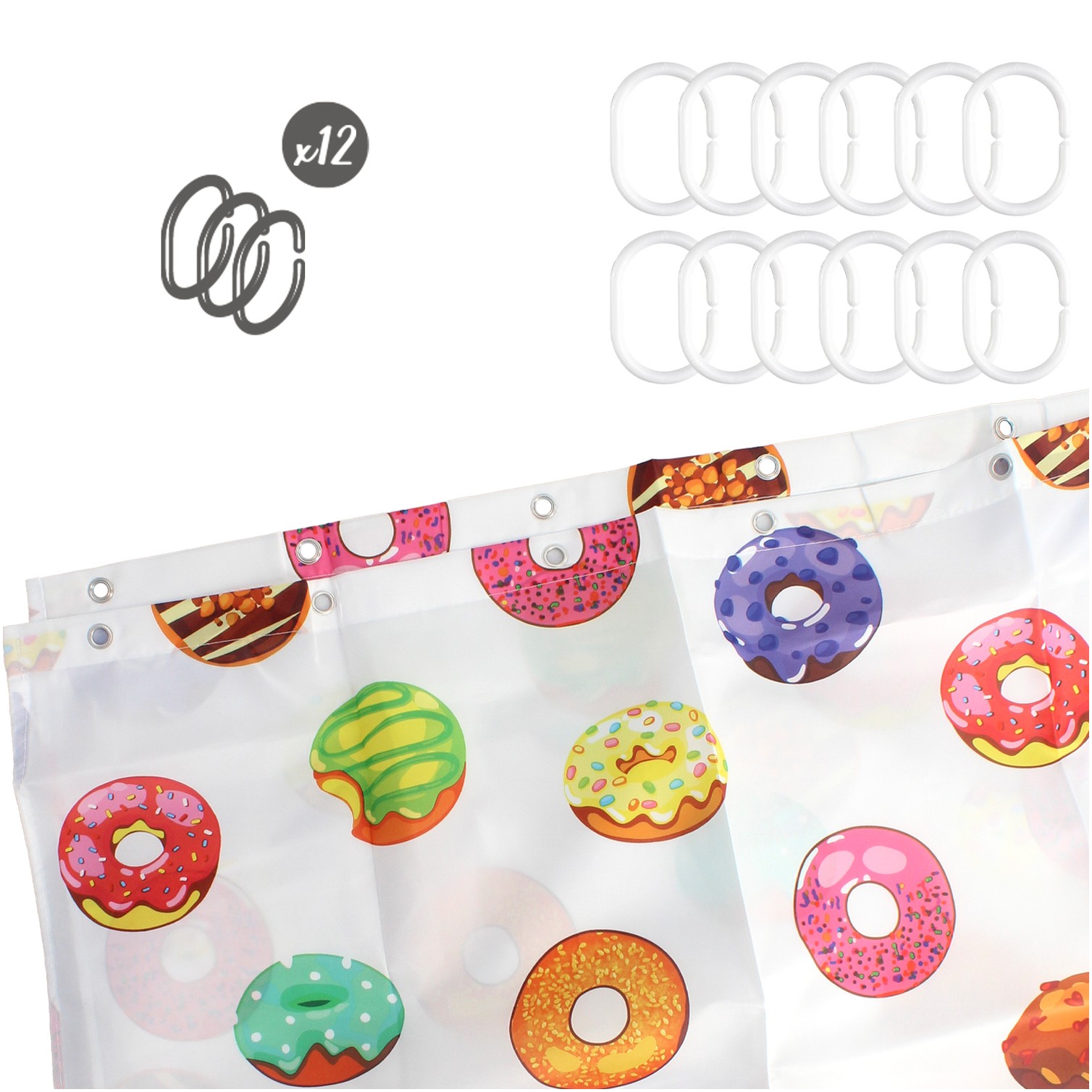 Cortina Ducha Donuts 180x200 cm. Impermeable