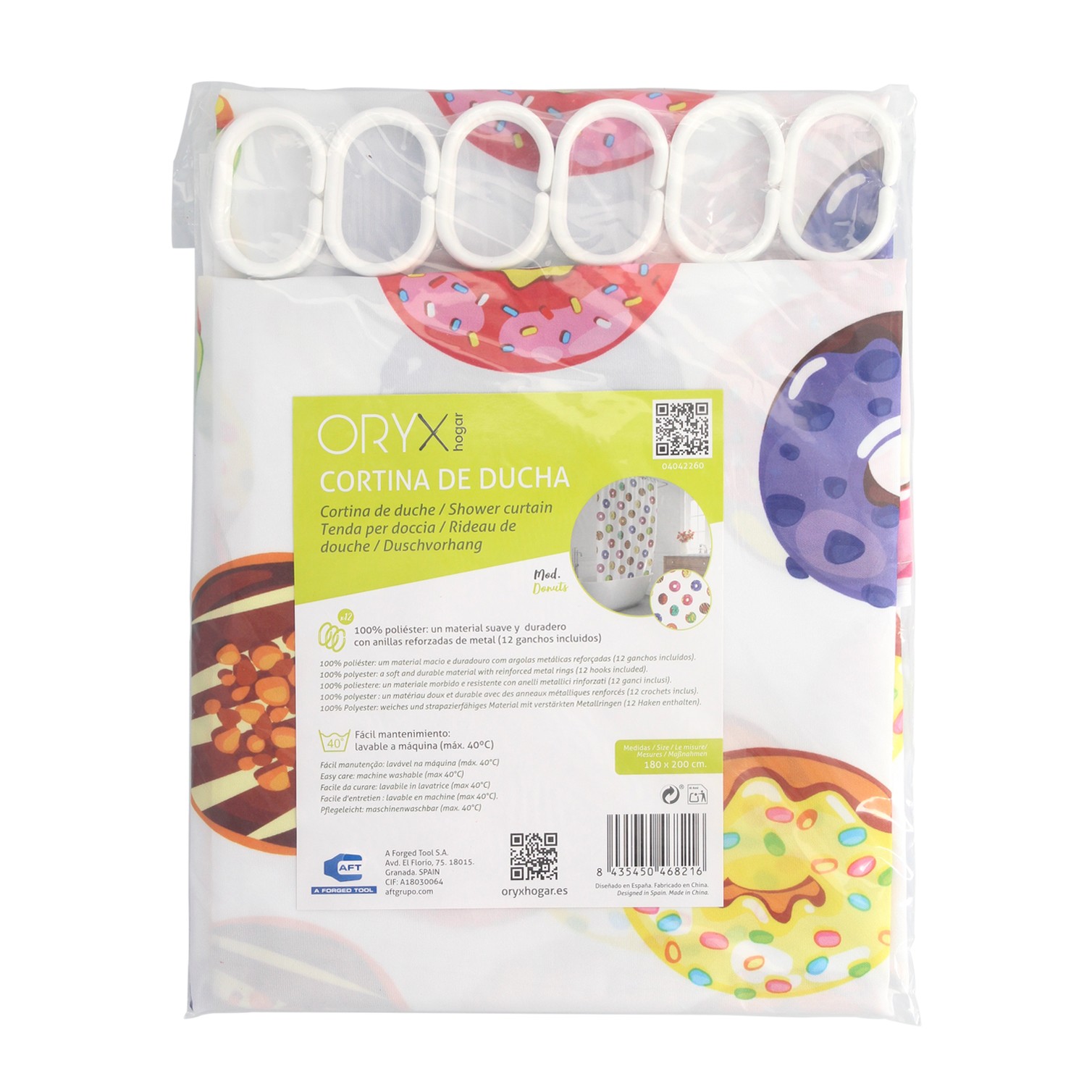 Cortina Ducha Donuts 180x200 cm. Impermeable