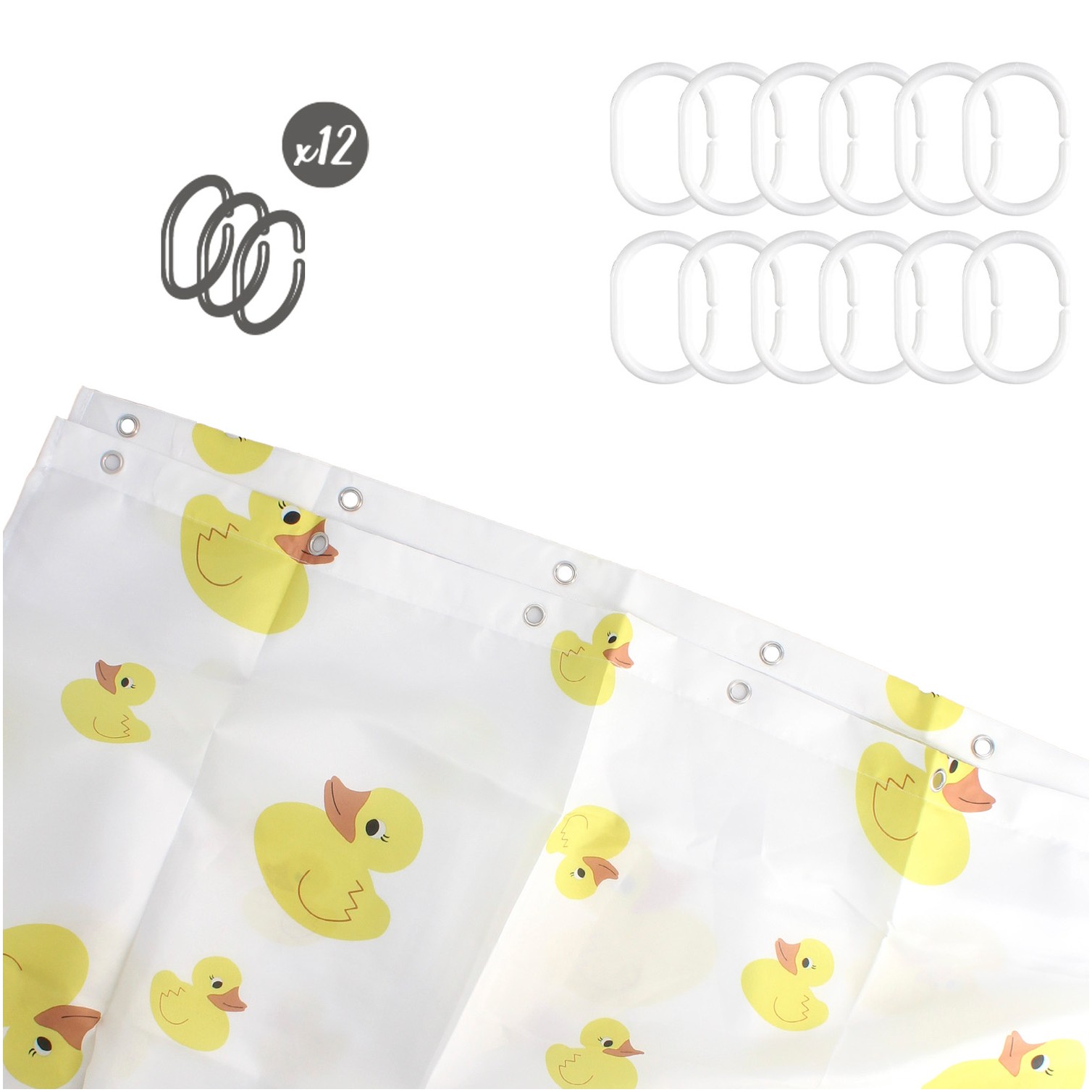 Cortina Ducha Patitos 180x200 cm. Impermeable
