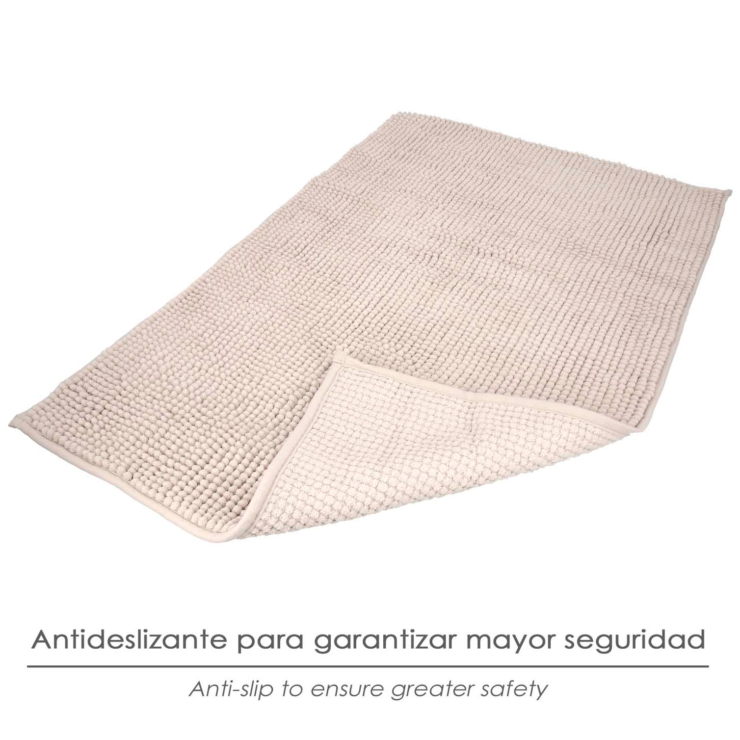 Alfombra Baño Poliéster Chenilla 50x80 cm. Marrón.