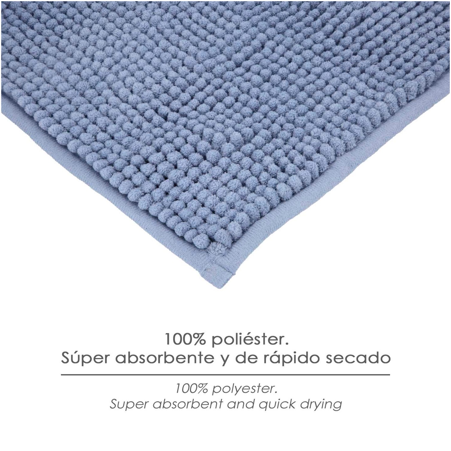 Alfombra Baño Poliéster Chenilla 50x80 cm. Azul.