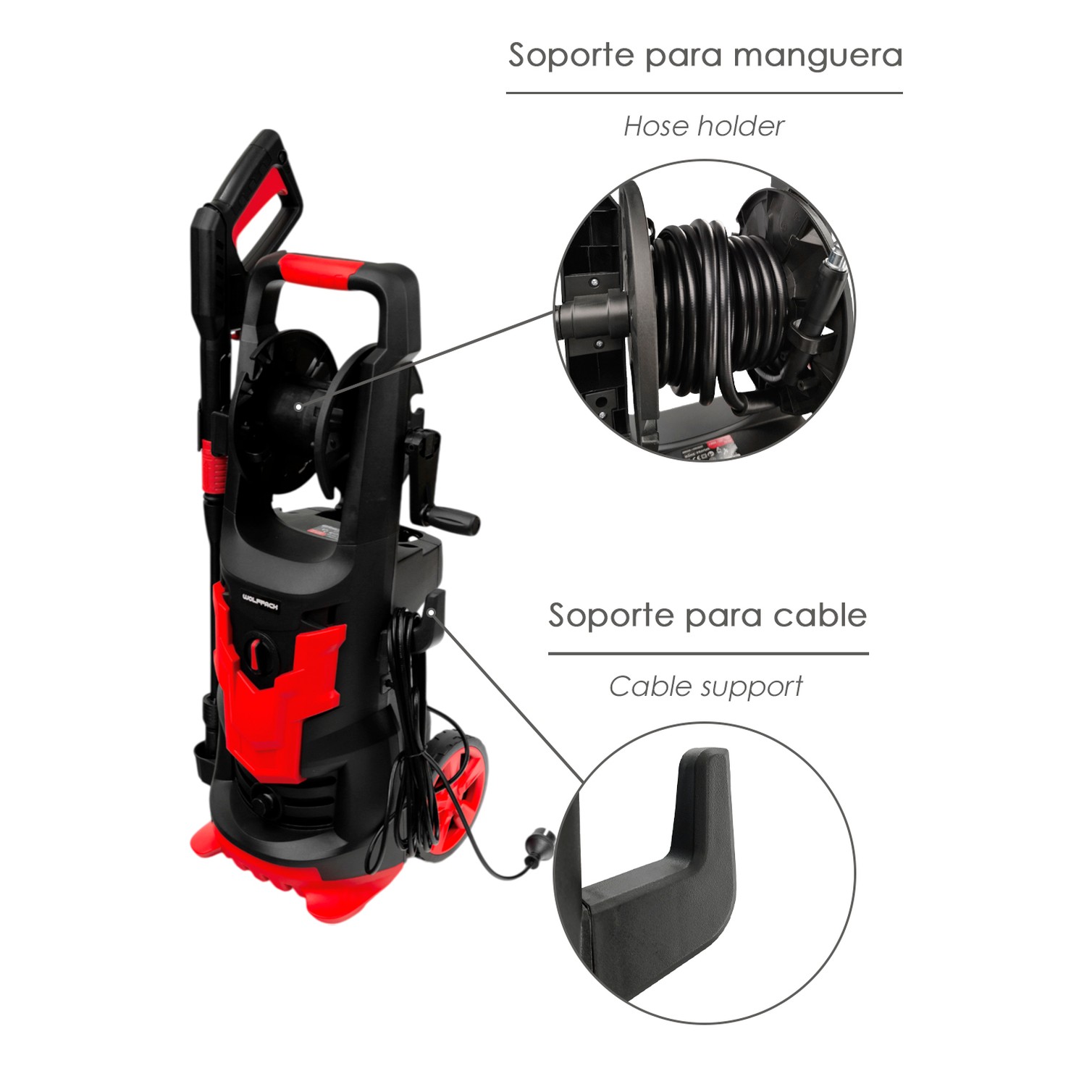 Hidrolimpiadora Alta Presión 180 Bares 2.400 Watt. Con Accesorios 390 Litros / Hora. Limpiadora de Agua Con Deposito Detergente