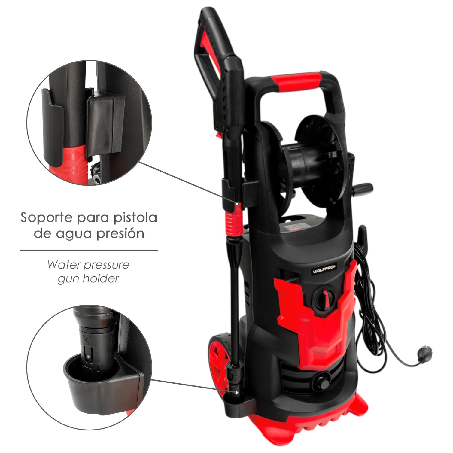 Hidrolimpiadora Alta Presión 180 Bares 2.400 Watt. Con Accesorios 390 Litros / Hora. Limpiadora de Agua Con Deposito Detergente