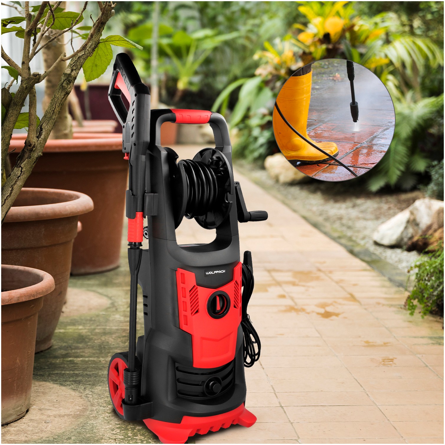 Hidrolimpiadora Alta Presión 180 Bares 2.400 Watt. Con Accesorios 390 Litros / Hora. Limpiadora de Agua Con Deposito Detergente