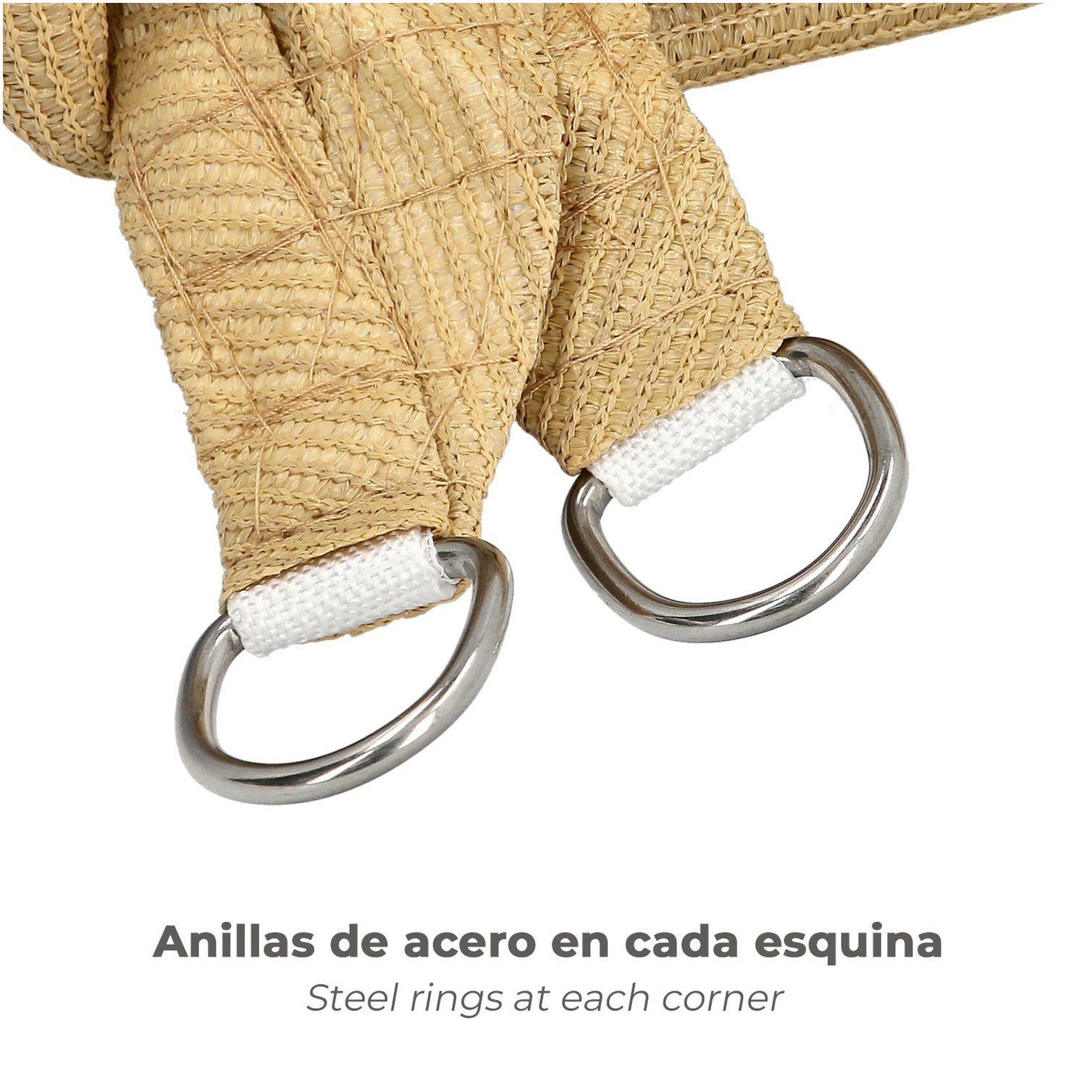 Toldo Vela Sombra Jardin Triangular Beige 5,0 x 5,0 metros.