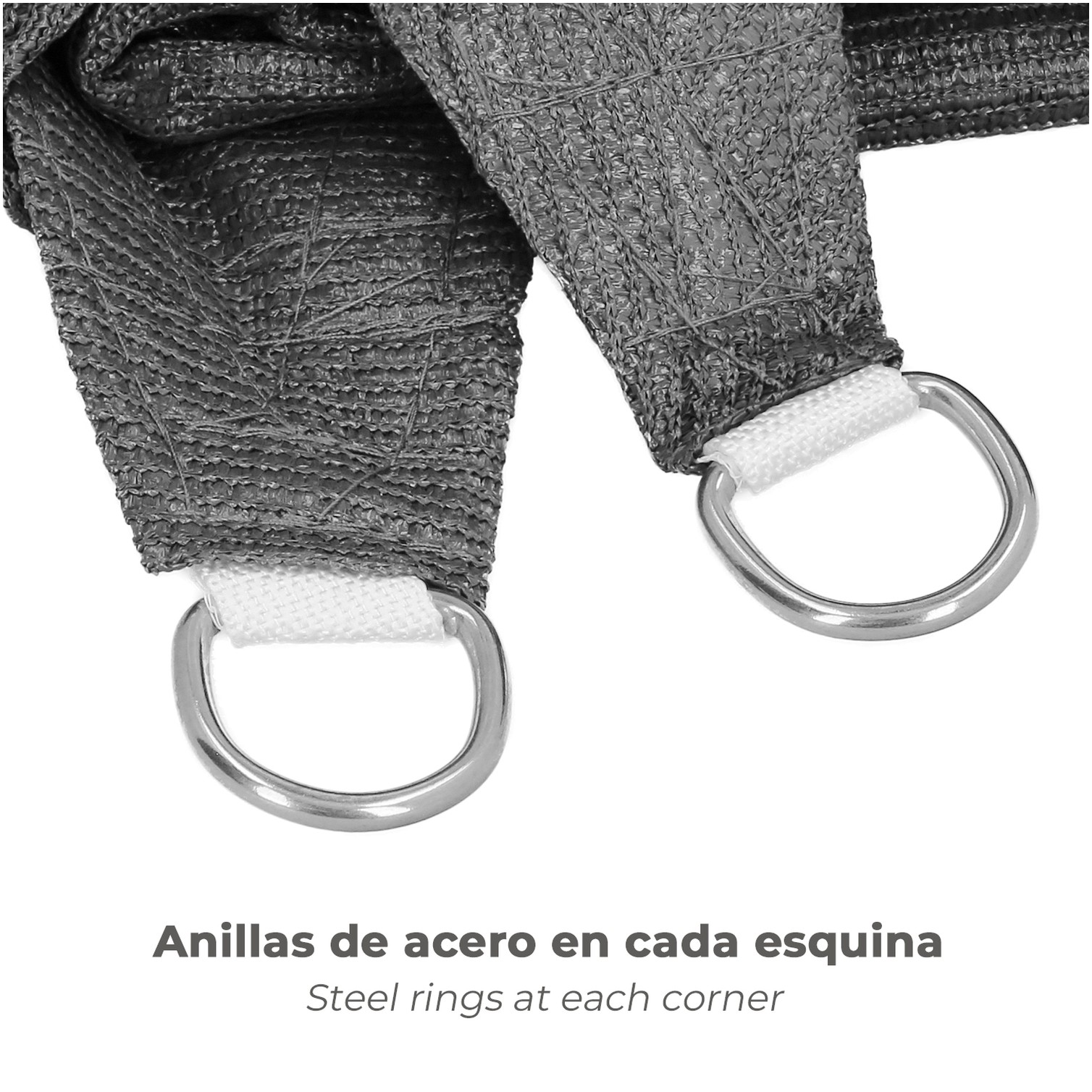 Toldo Vela Sombra Jardin Triangular Gris 5,0 x 5,0 metros.