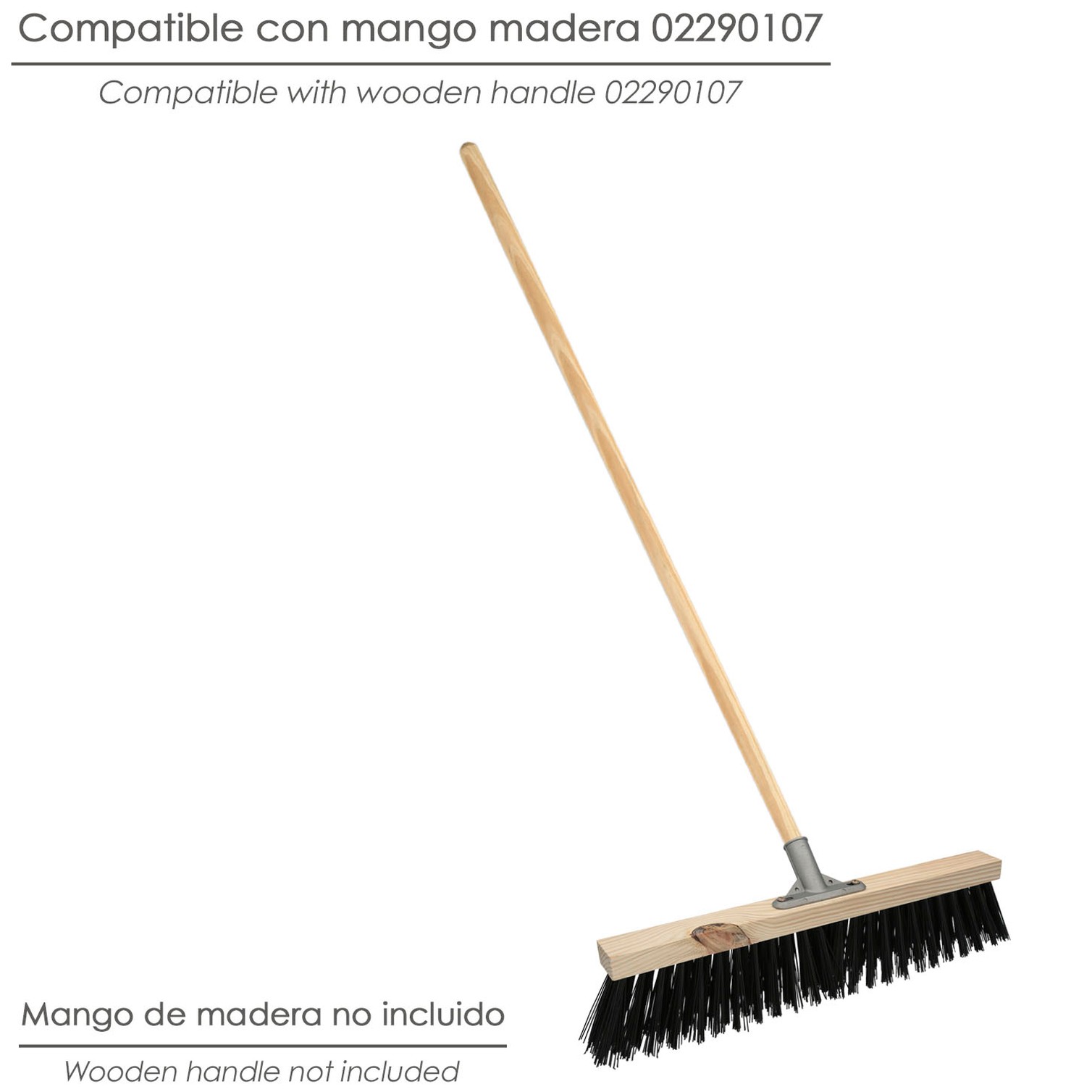 Cepillo Barrendero Industrial Fibra Gruesa Polipropileno. Soporte Madera 50 cm. Garra Aluminio. (Sin Mango)