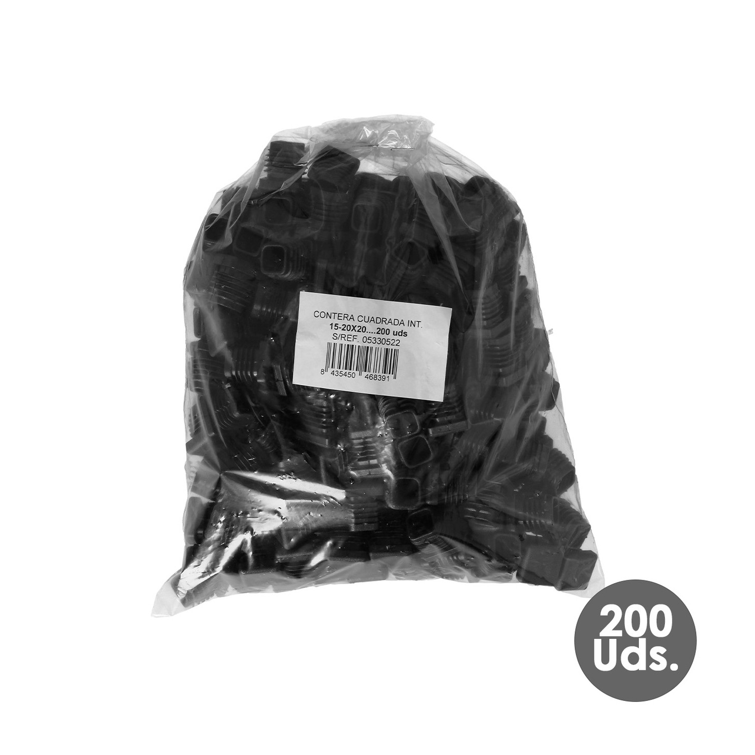 Contera Interior Plastico Cuadrada 20x20 mm. Color Negro. Bolsa 200 Unidades. Contera Mesa, Silla, Muebles, Estanteria