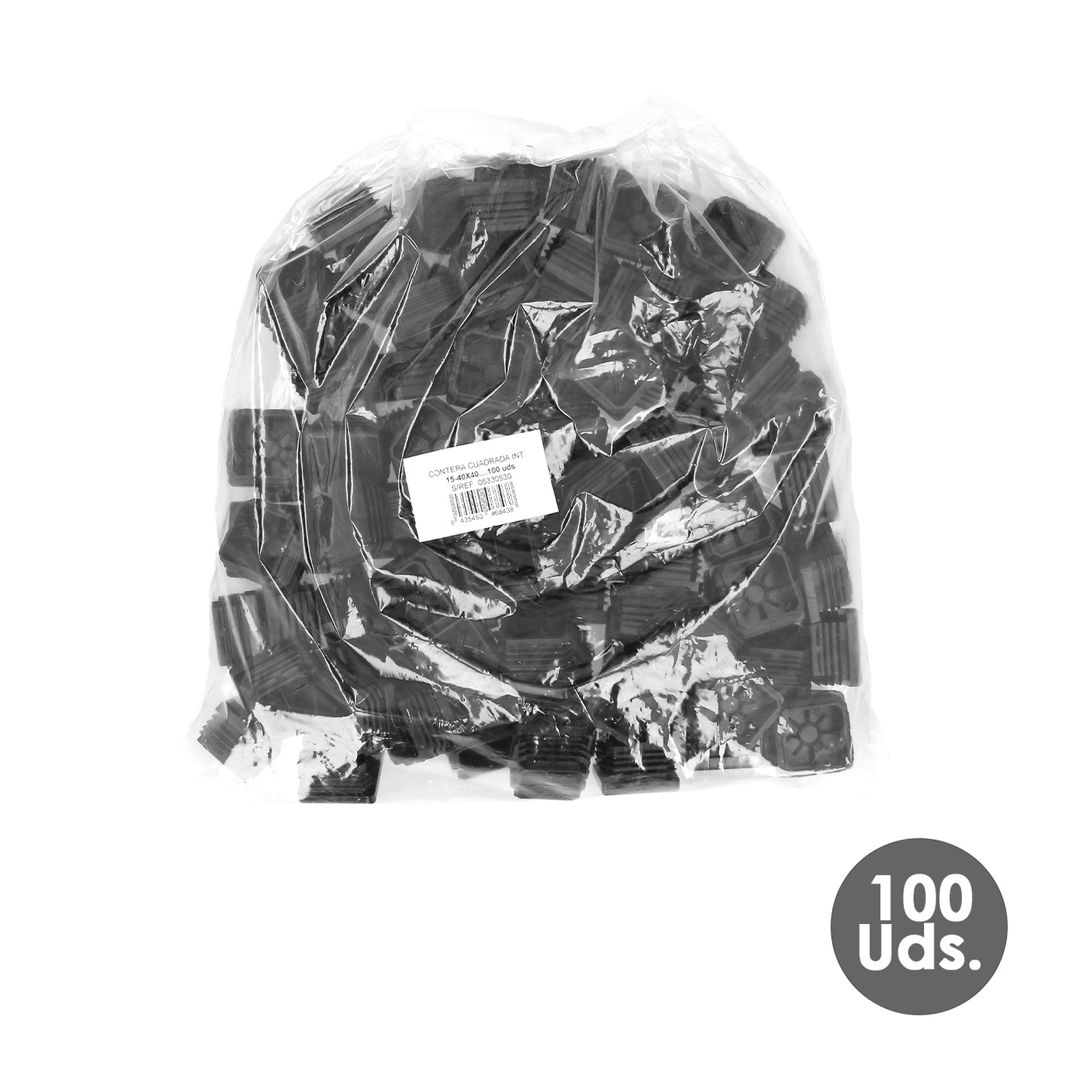 Contera Interior Plastico Cuadrada 40x40 mm. Color Negro. Bolsa 100 Unidades. Contera Mesa, Silla, Muebles, Estanteria