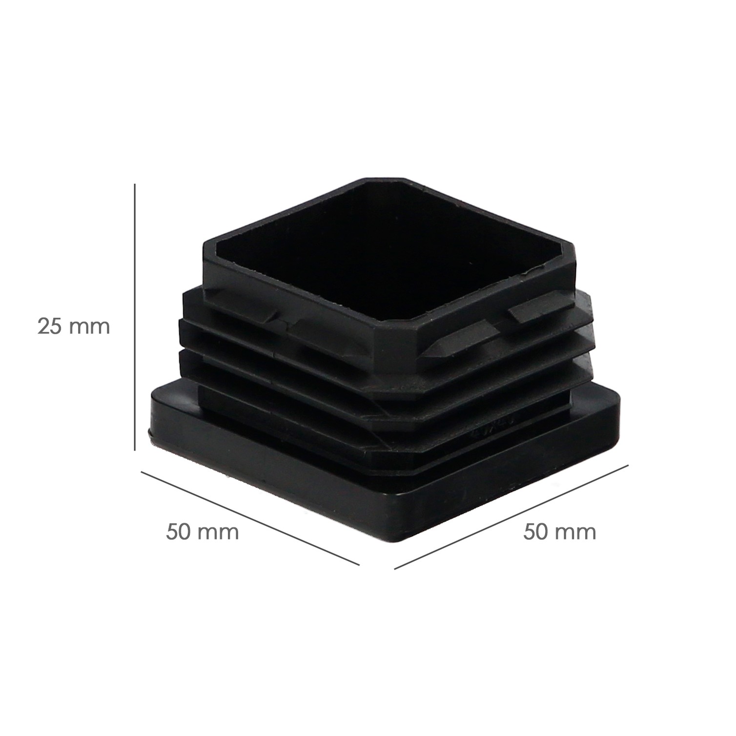 Contera Interior Plastico Cuadrada 50x50 mm. Color Negro. Bolsa 100 Unidades. Contera Mesa, Silla, Muebles, Estanteria