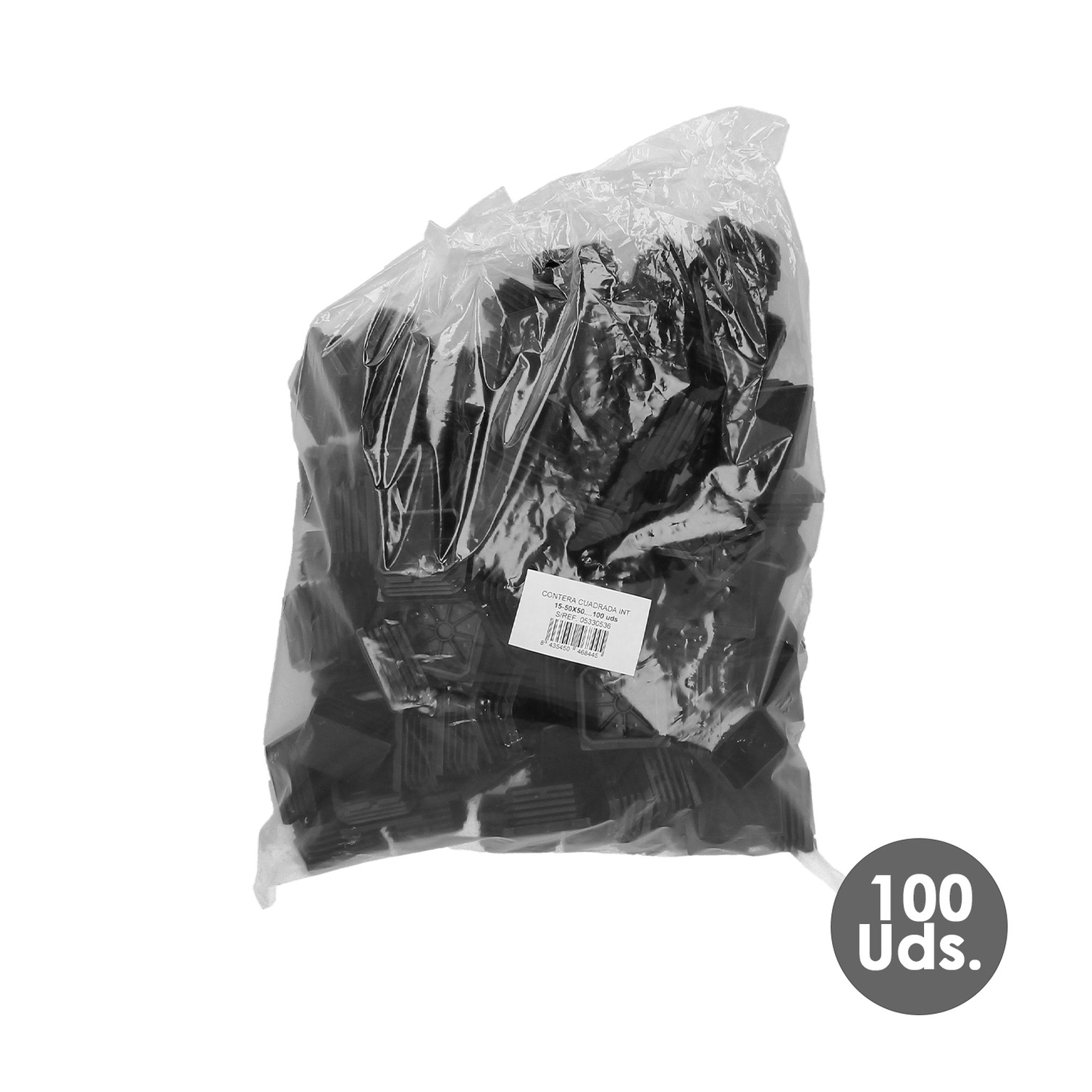 Contera Interior Plastico Cuadrada 50x50 mm. Color Negro. Bolsa 100 Unidades. Contera Mesa, Silla, Muebles, Estanteria