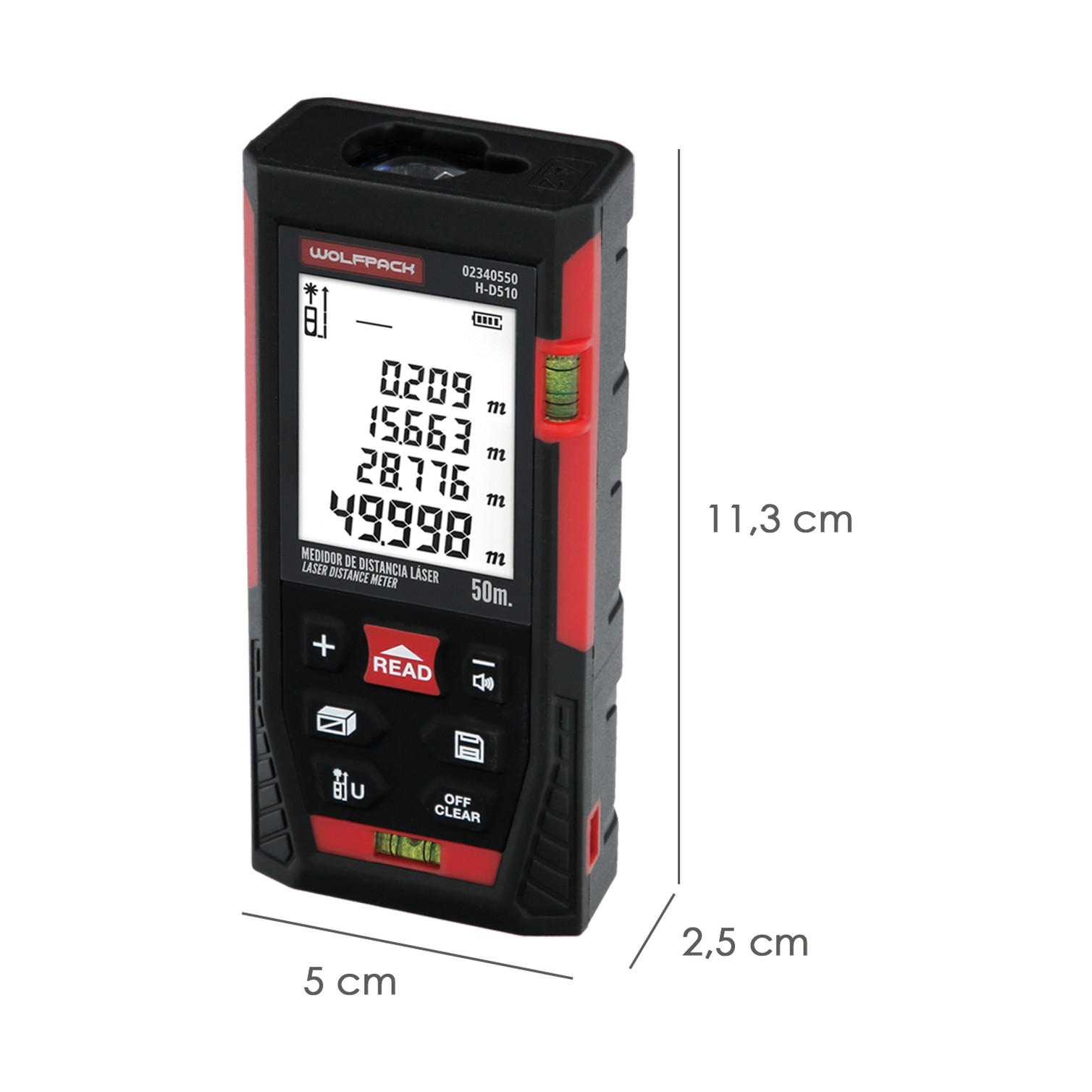 Medidor Laser 10 Funciones 50m Funciona Con 2 Pilas AAA (No Incluido)