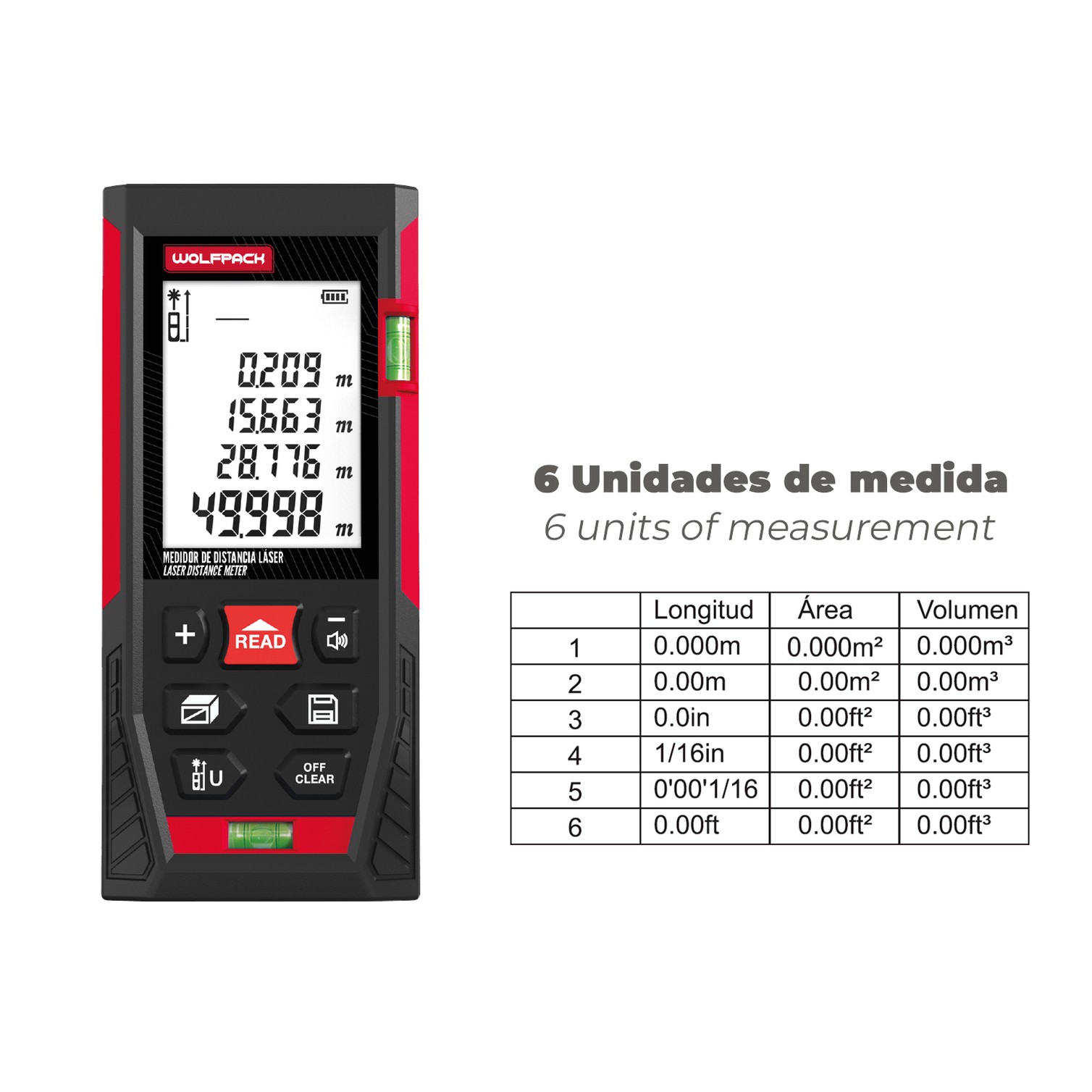 Medidor Laser 10 Funciones 50m Funciona Con 2 Pilas AAA (No Incluido)