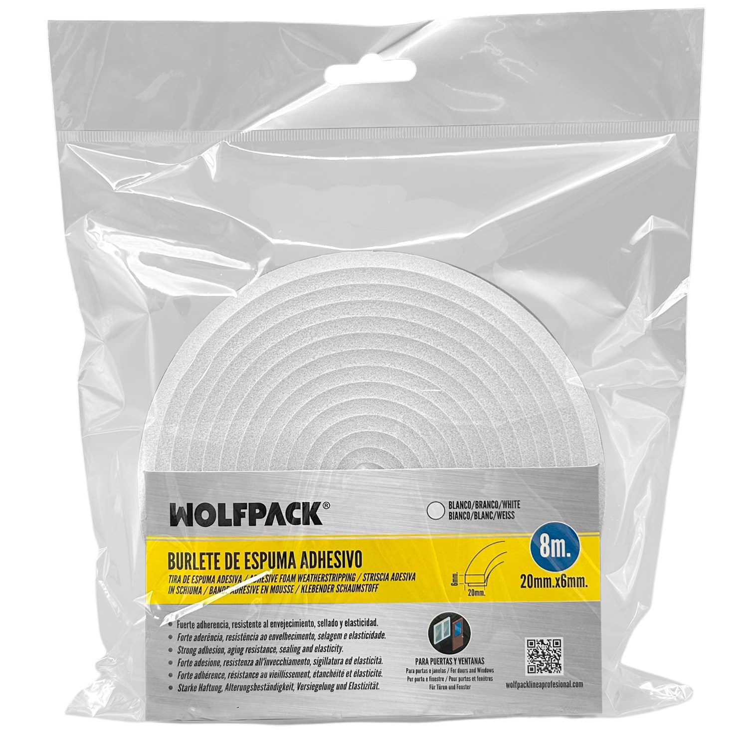 Burlete Espuma 8 m. x 6 mm. x 20 mm.