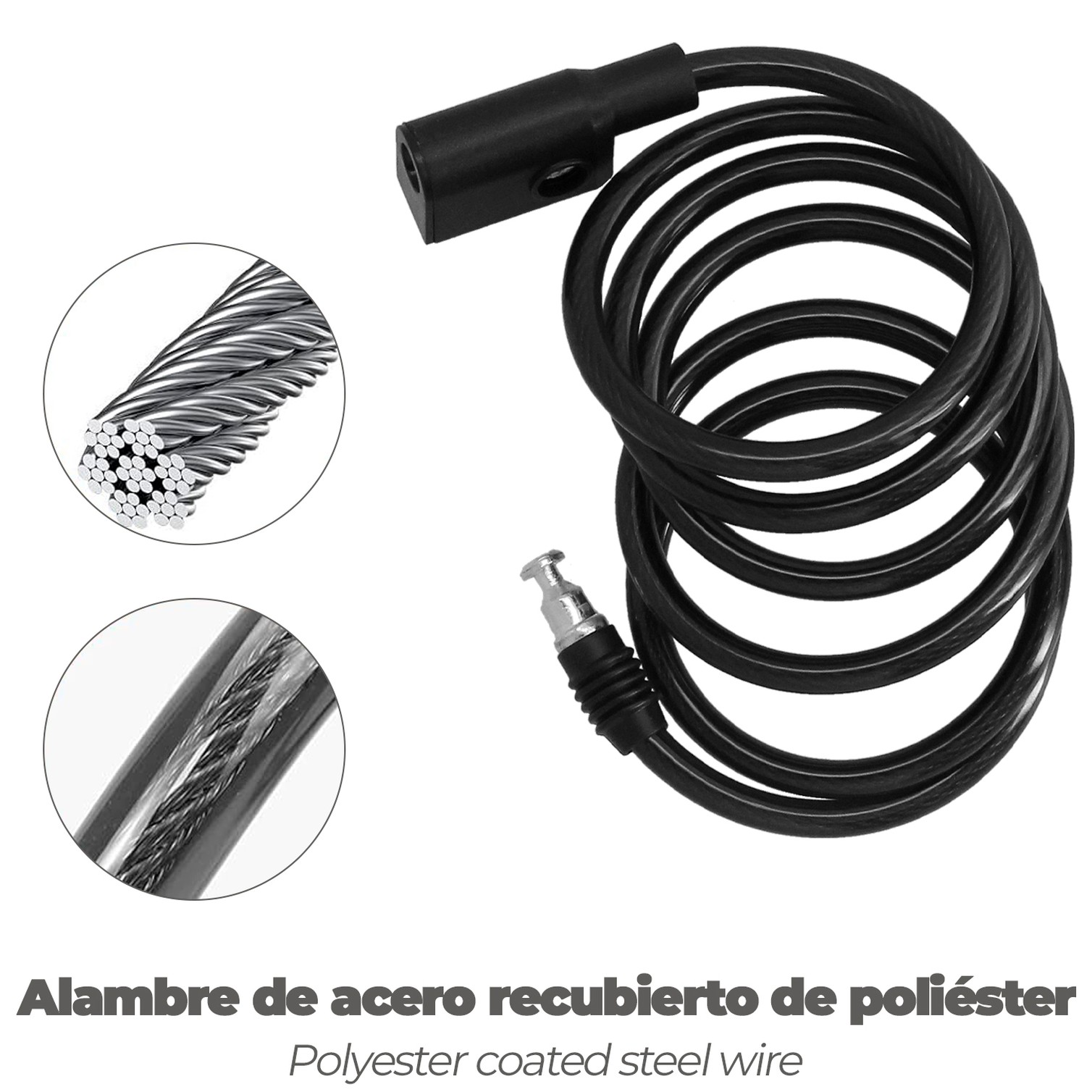 Cable Bicicleta Espiral Con Llave Ø 8 mm. x 150 cm.