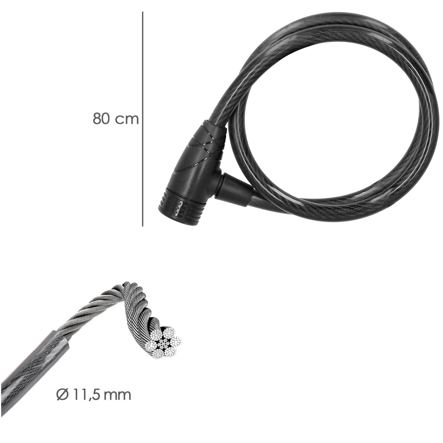 Cable Bicicleta Con Llave 12 mm. x 80 cm.