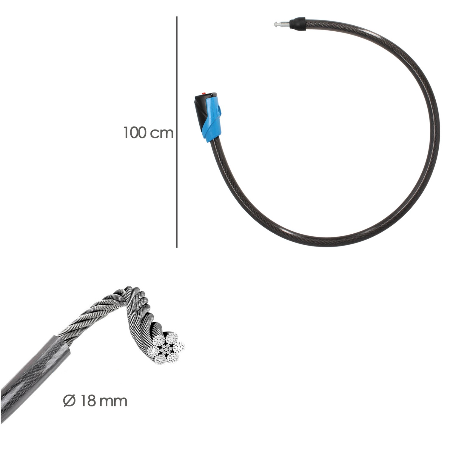 Cable Bicicleta con Llave Plana 18 Mm x 100 Cm