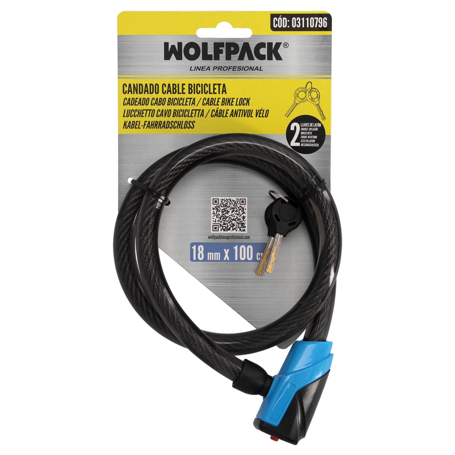 Cable Bicicleta con Llave Plana 18 Mm x 100 Cm