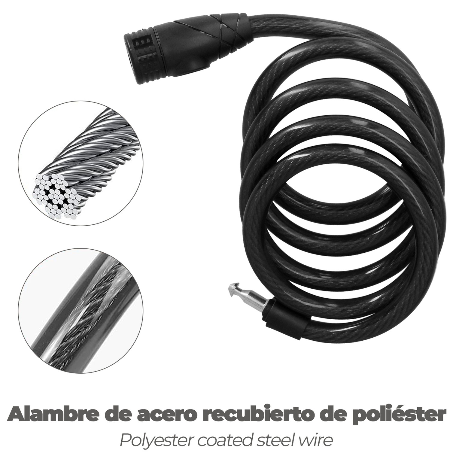 Cable Bicicleta Espiral Con Llave Ø 12 mm. x 150 cm.