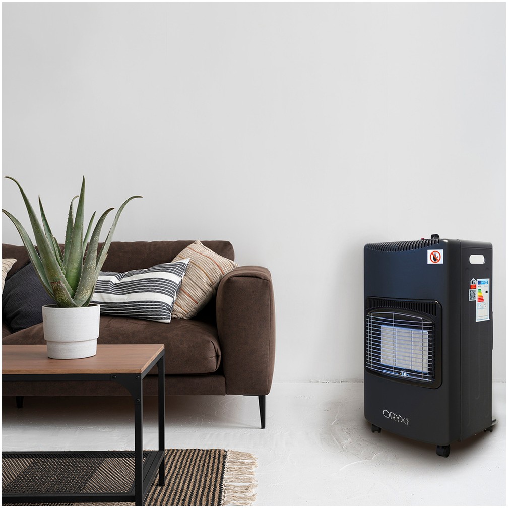 Estufa Gas Infrarroja Ceramica 4,5 Kw. Plegable 3 Potencias, Triple Sistema de Seguridad, Con Ruedas, Encendido Piezo-Electrico
