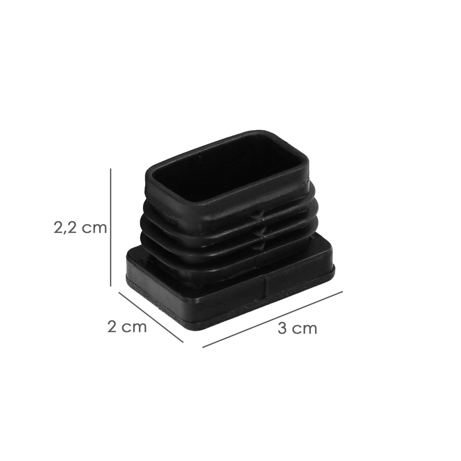 Contera Plástico Rectangular Interior. Color Negro 30x20 mm Bolsa 200 Unidades.