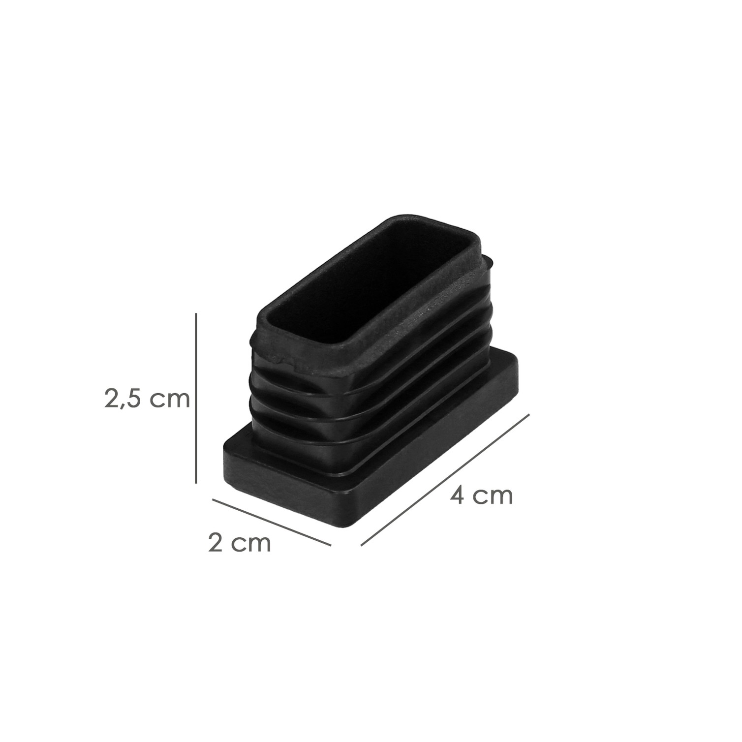 Contera Plástico Rectangular Interior. Color Negro 40x20 mm Bolsa 200 Unidades.
