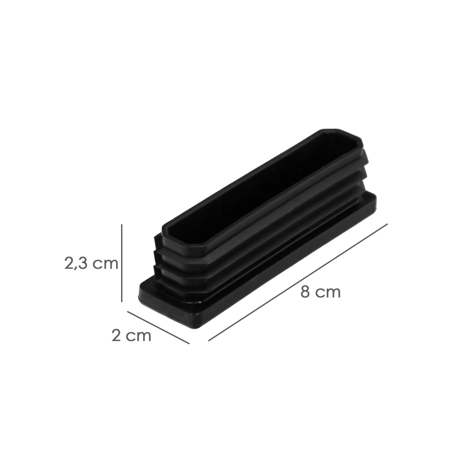 Contera Plástico Rectangular Interior. Color Negro 80x20 mm Bolsa 100 Unidades.