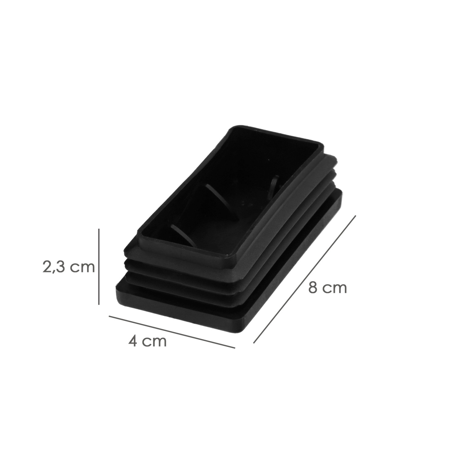 Contera Plástico Rectangular Interior. Color Negro 80x40 mm Bolsa 100 Unidades.