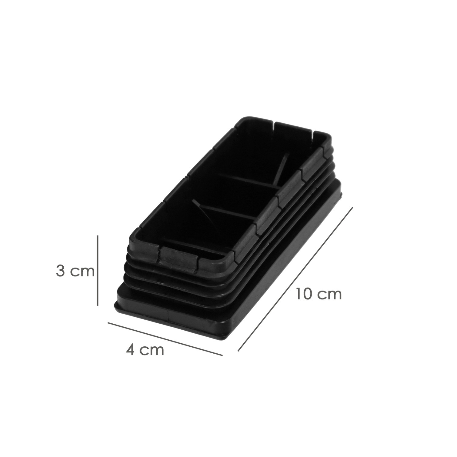 Contera Plástico Rectangular Interior. Color Negro 100x40 mm Bolsa 25 Unidades.