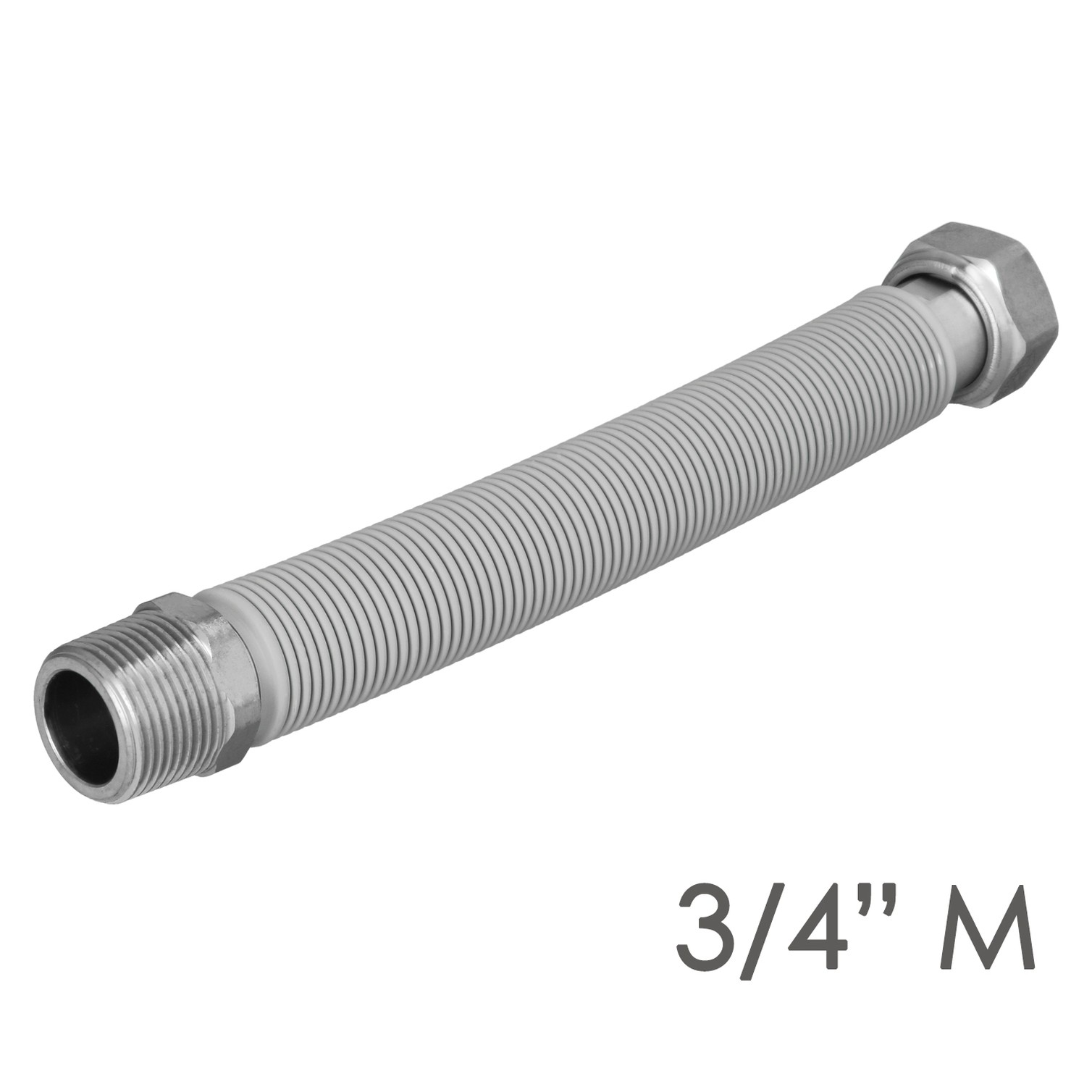 Tuberia Extensible Agua Acero Inoxidable Corrugado. Longitud de 22,5 a 30 cm. Tomas 3/4"