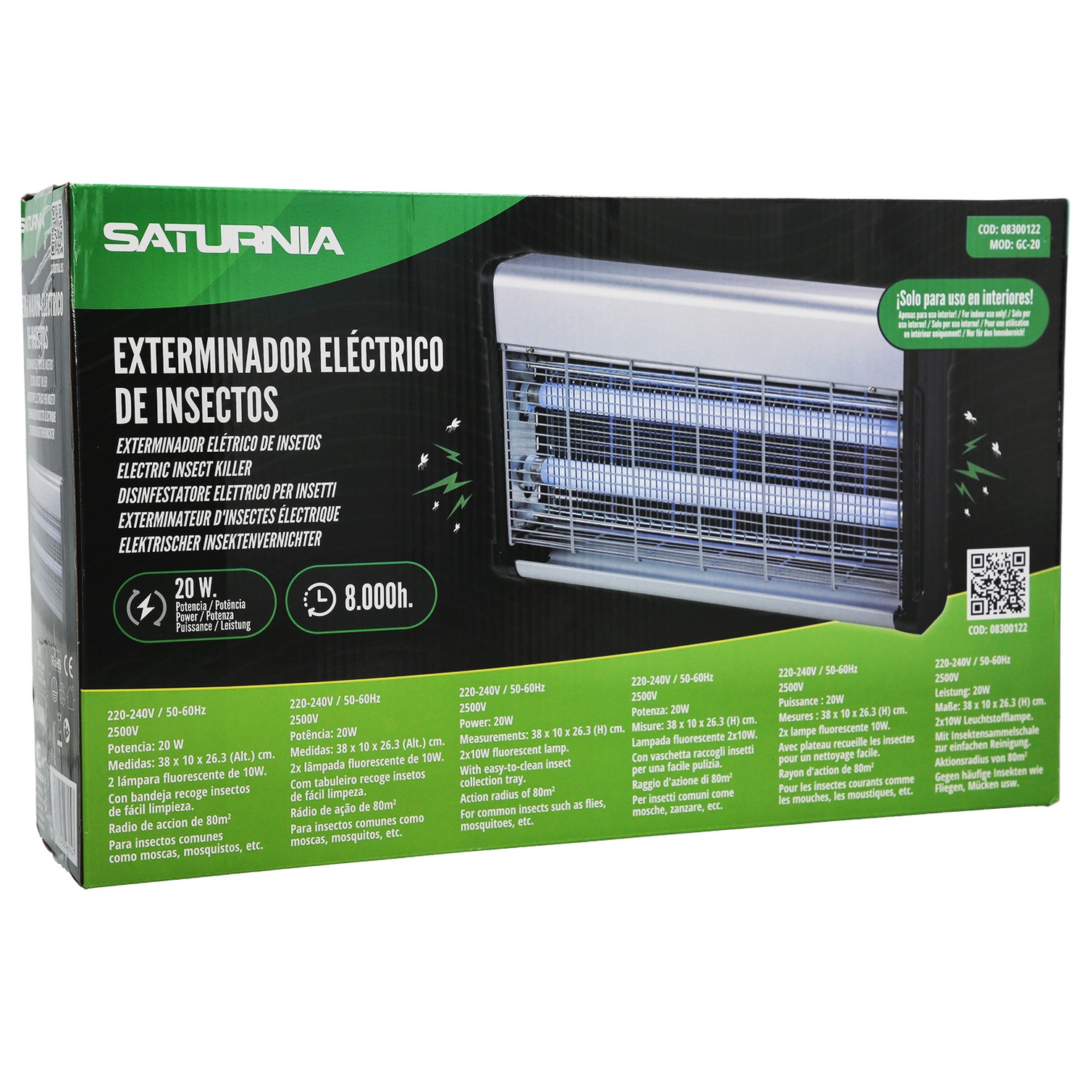 Exterminador De Insectos 20 W.