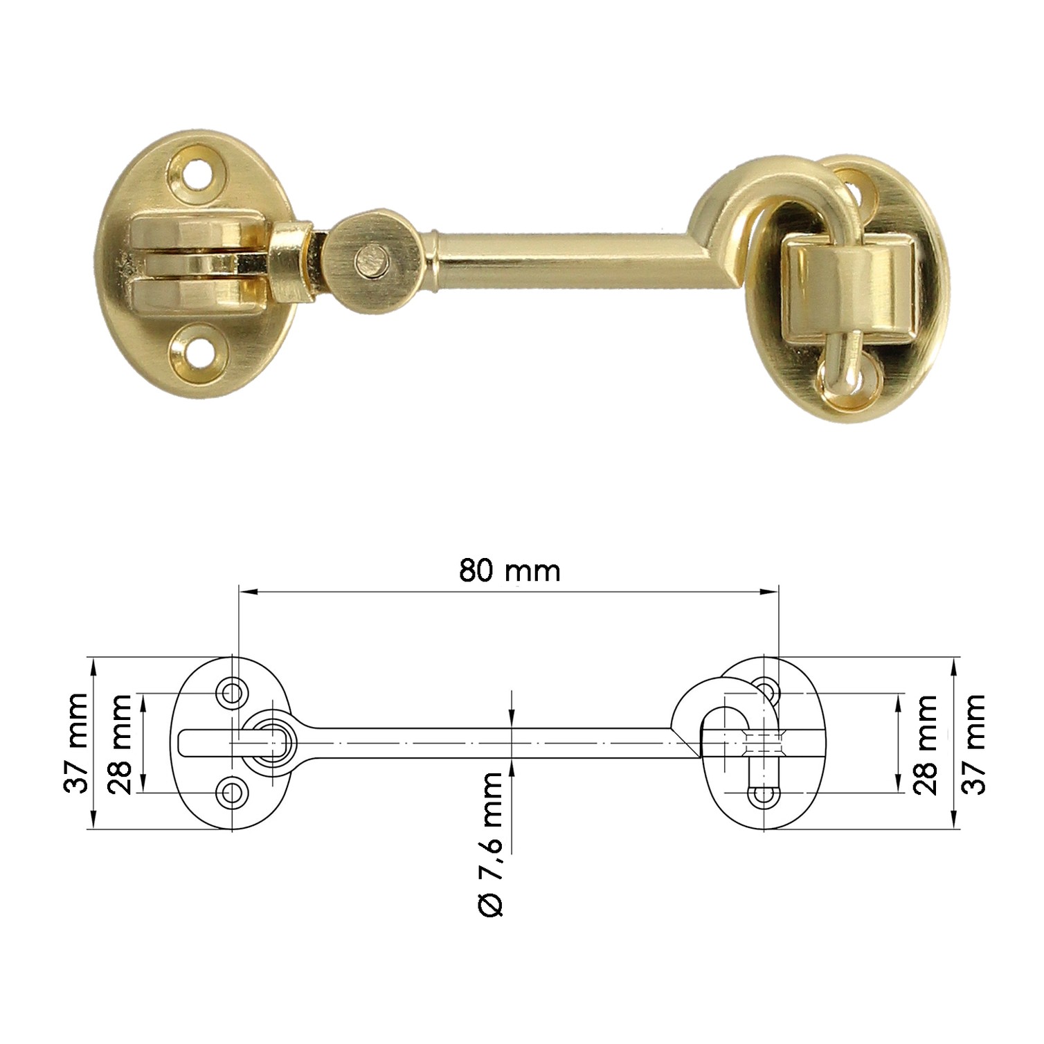 Aldabillas Multiusos Reforzada Con Tornillos 100 Mm Latón Pulido