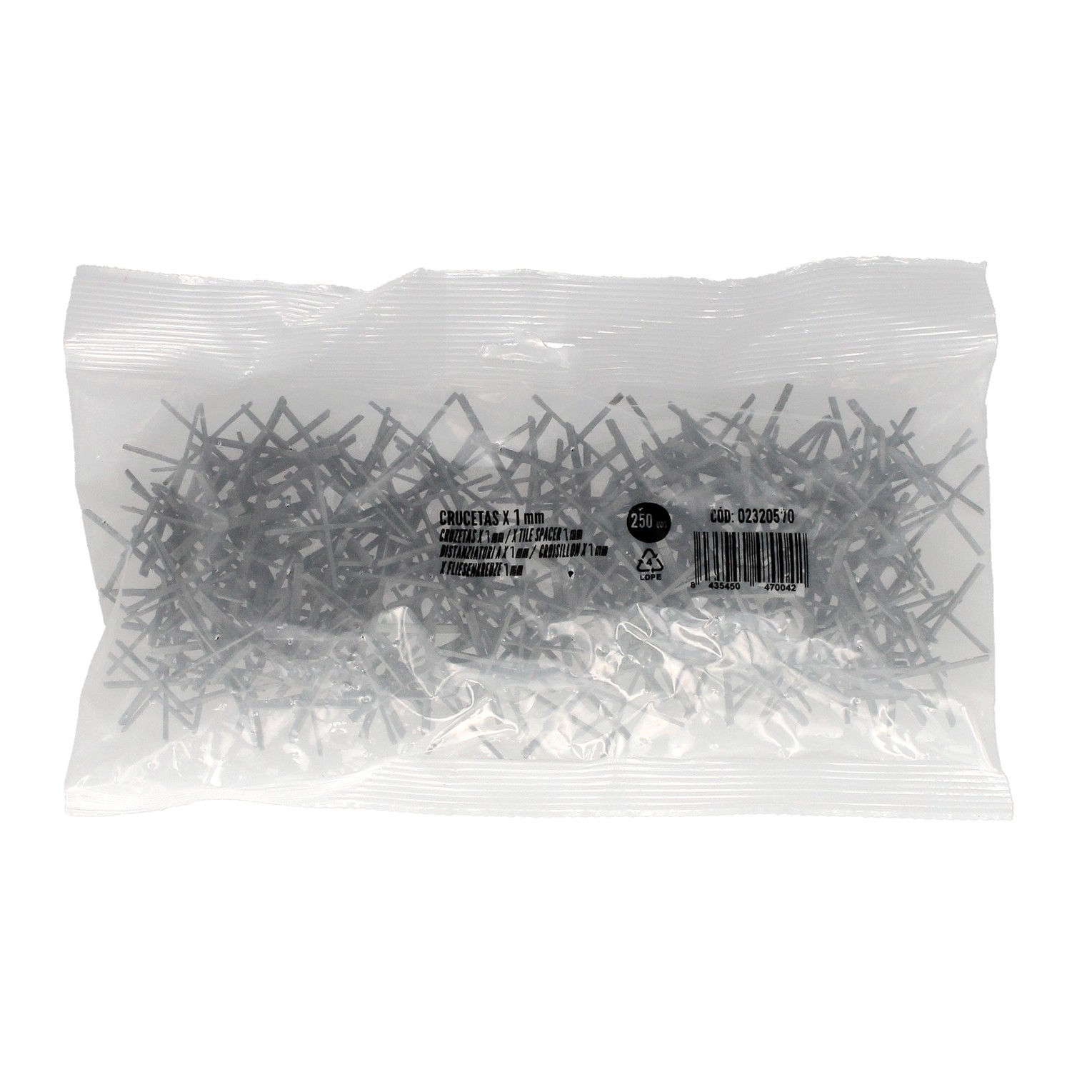 Crucetas Cruz / Separadores Para Suelos Ceramicos 1 mm. (Bolsa 250 Piezas)