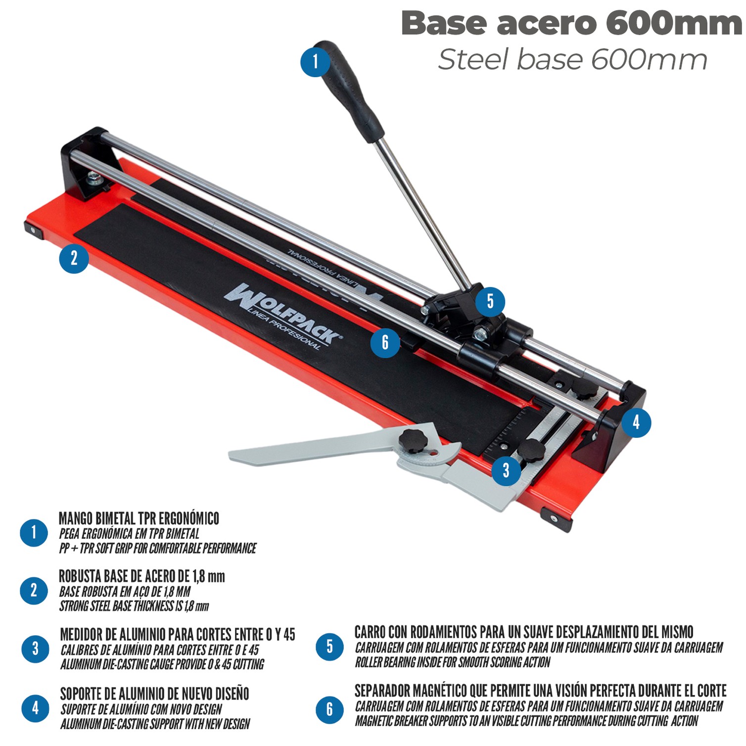 Corta Azulejos Profesional Base Acero 600 mm.