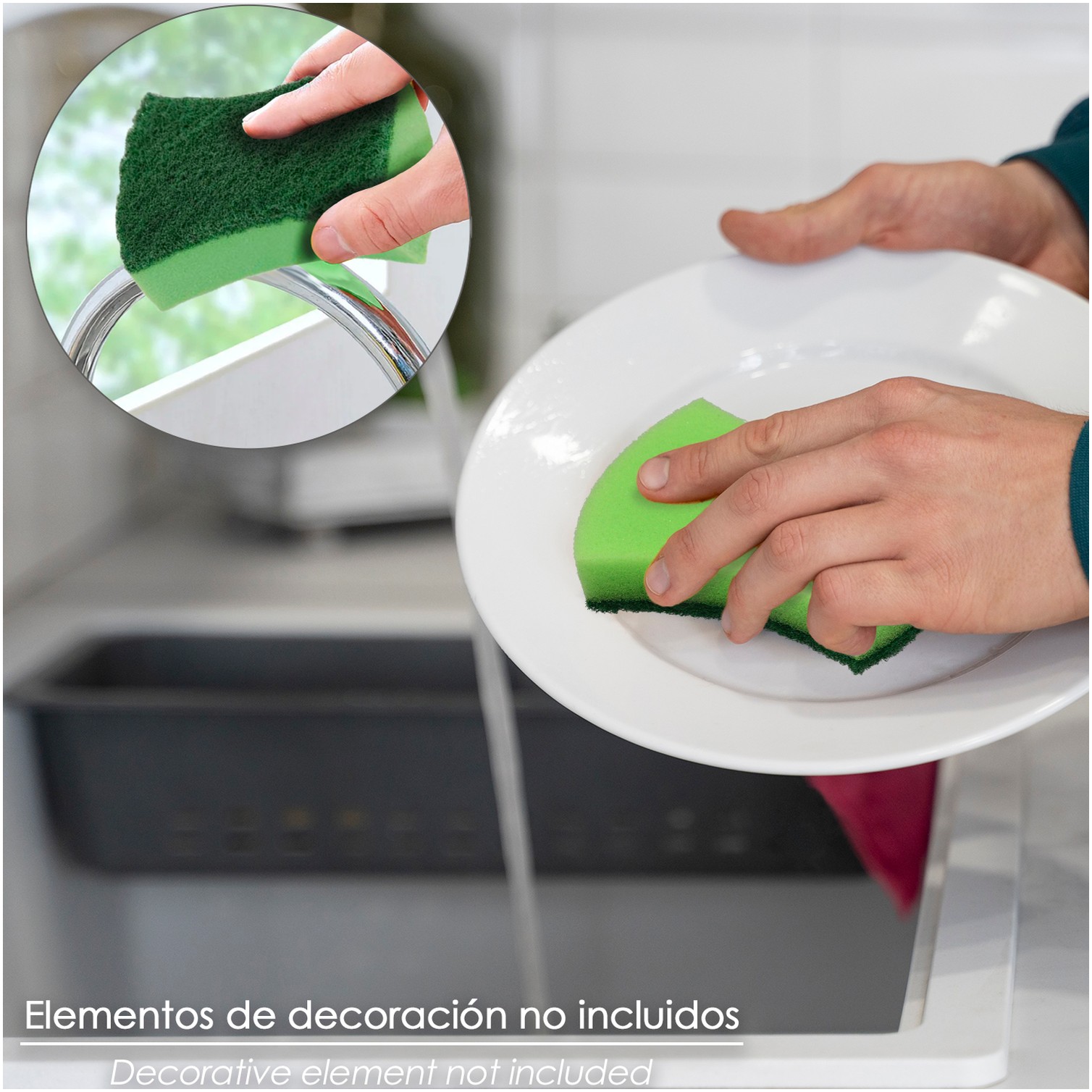 Estropajo Verde Con Esponja. Pack 3 Unidades.