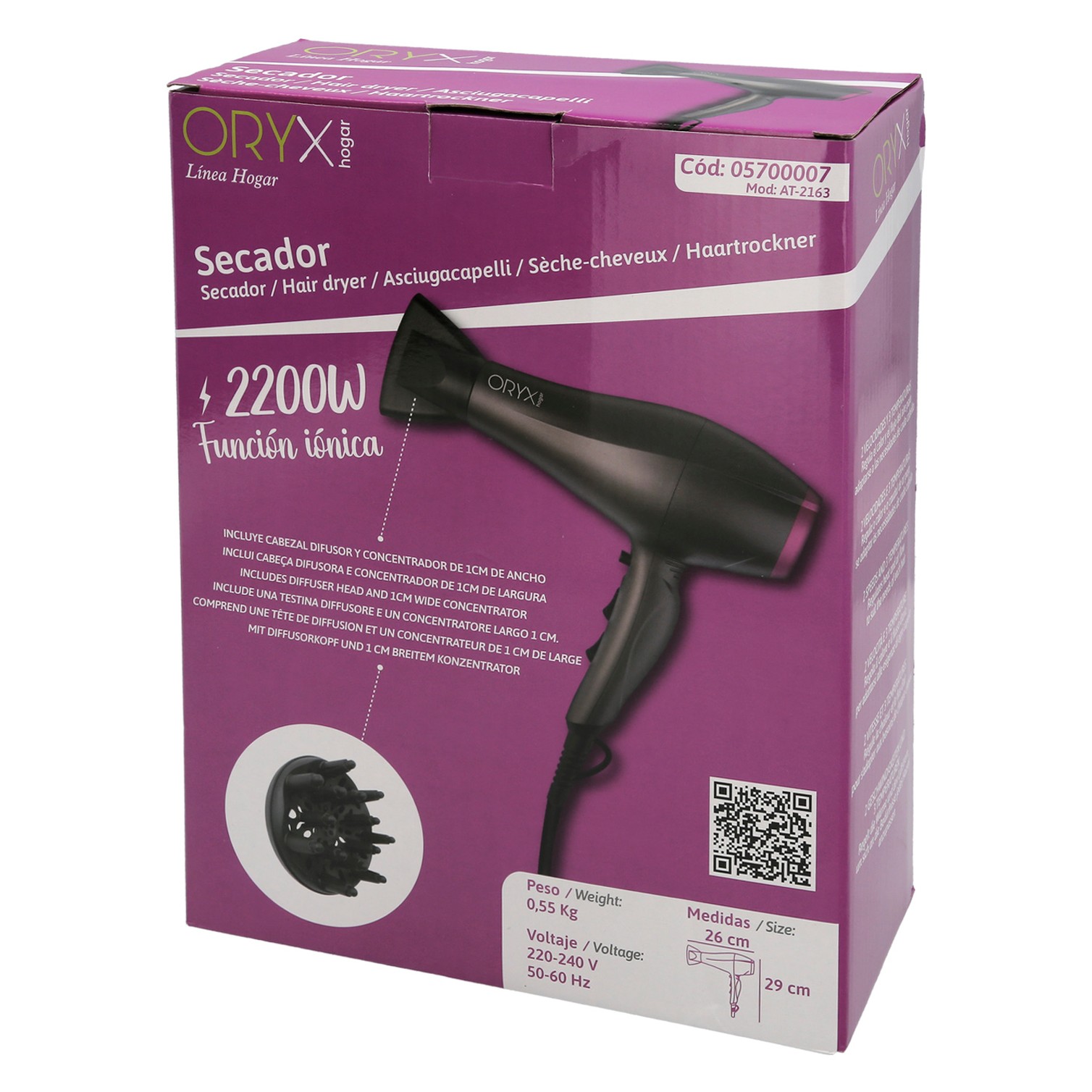 Secador Pelo 2200 Watt Oryx