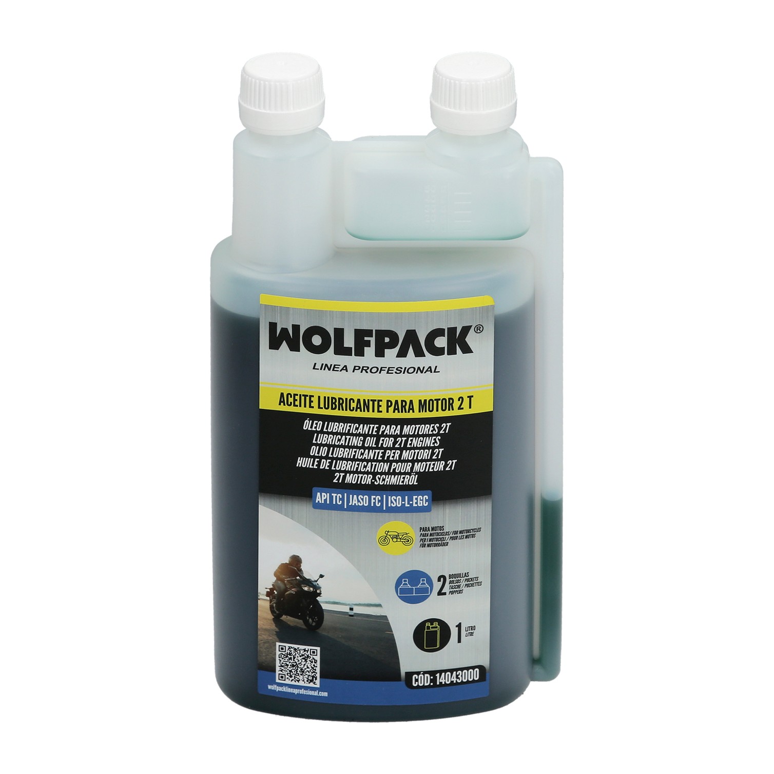 Aceite Lubricante 2 Tiempos 1 Litro (2 Boquillas)