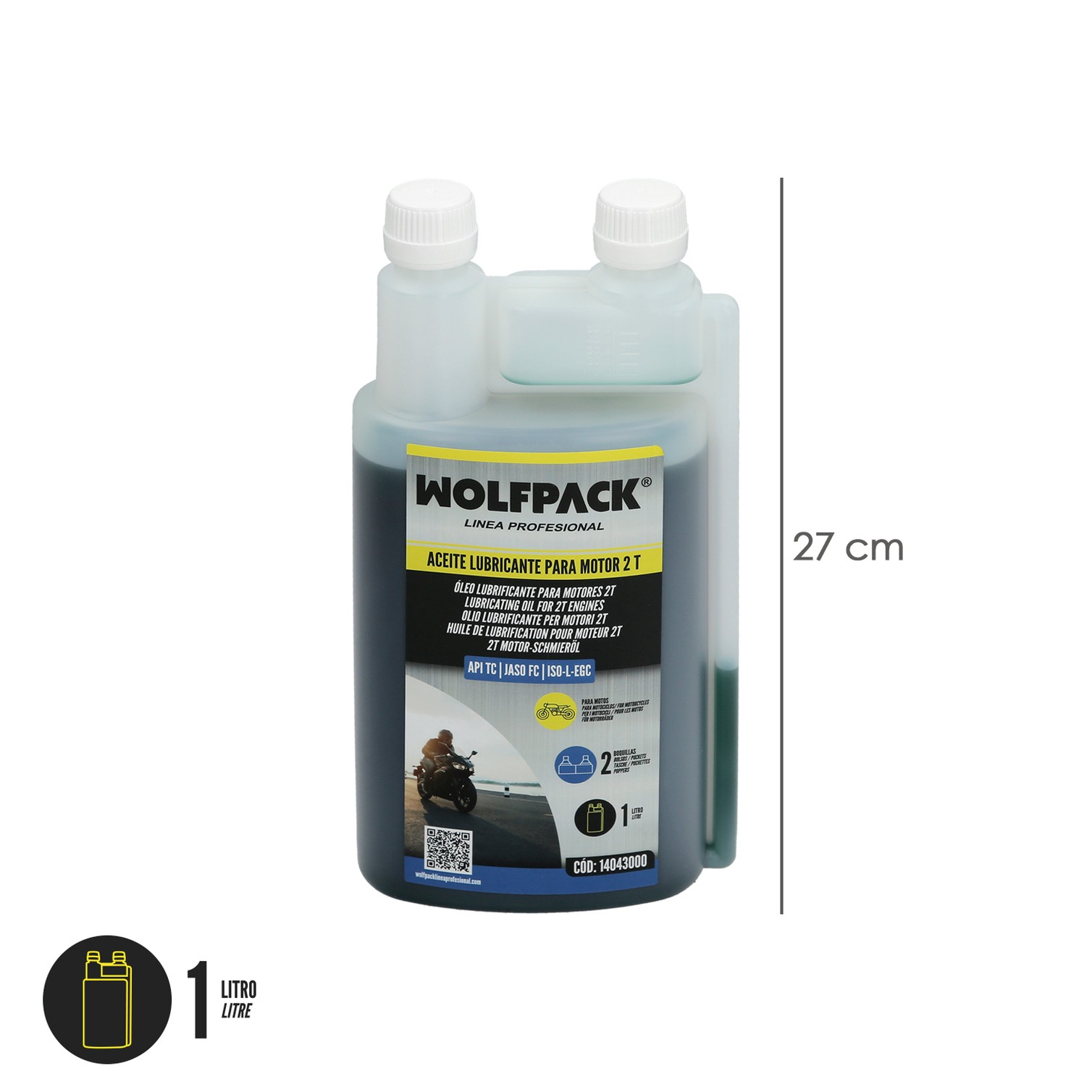 Aceite Lubricante 2 Tiempos 1 Litro (2 Boquillas)