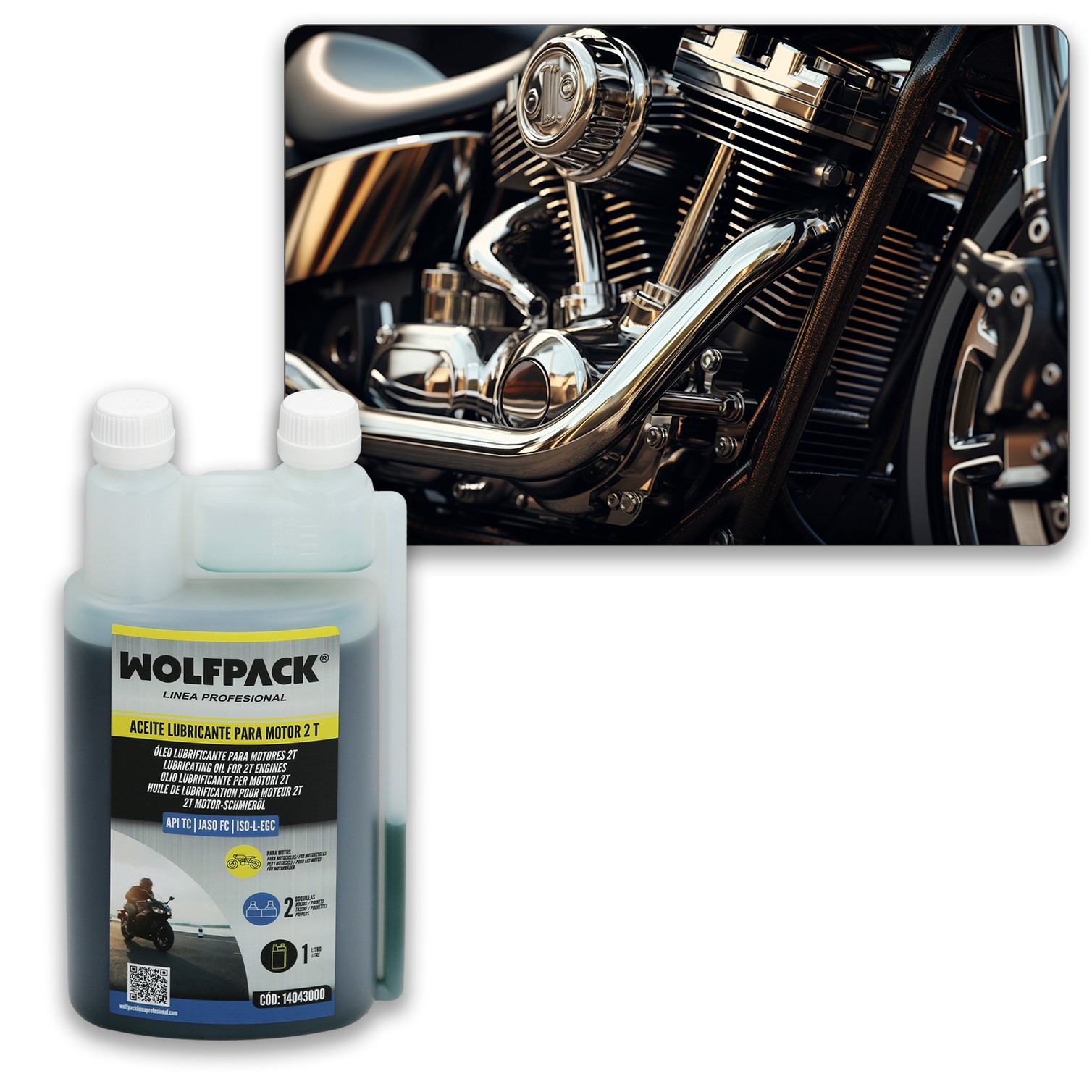 Aceite Lubricante 2 Tiempos 1 Litro (2 Boquillas)