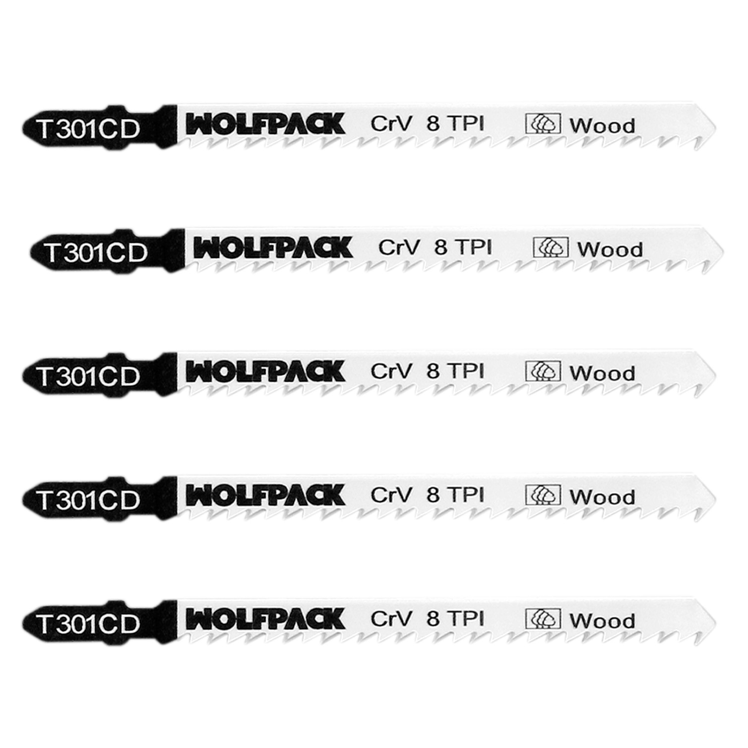 Hojas Larga Sierra Calar Para Madera Corte Medio 5 Piezas. Hoja Cromo Vanadio 58. Vastago T Universal